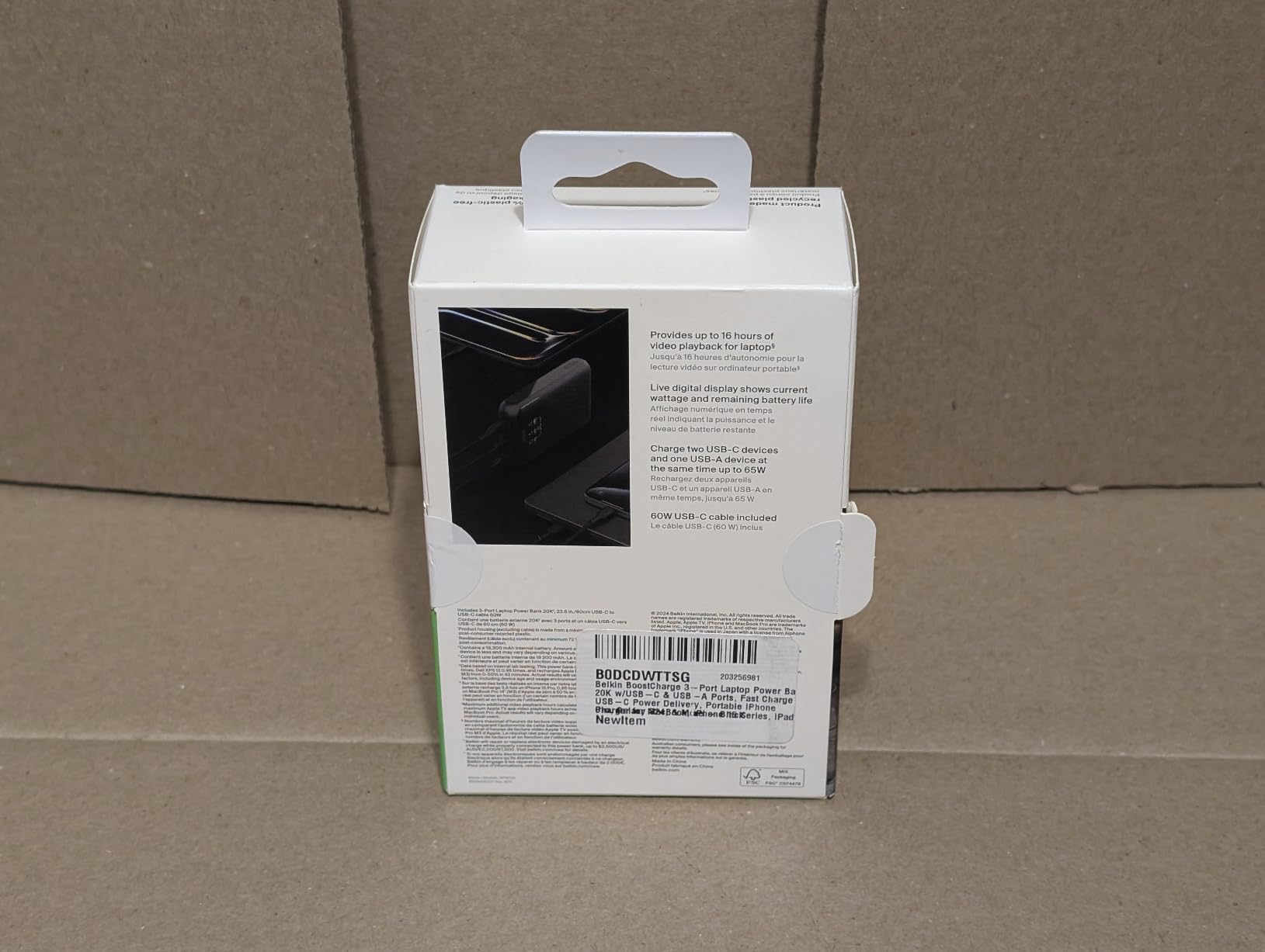 BELKIN 20k 65w Laptop Powerbank Digital display