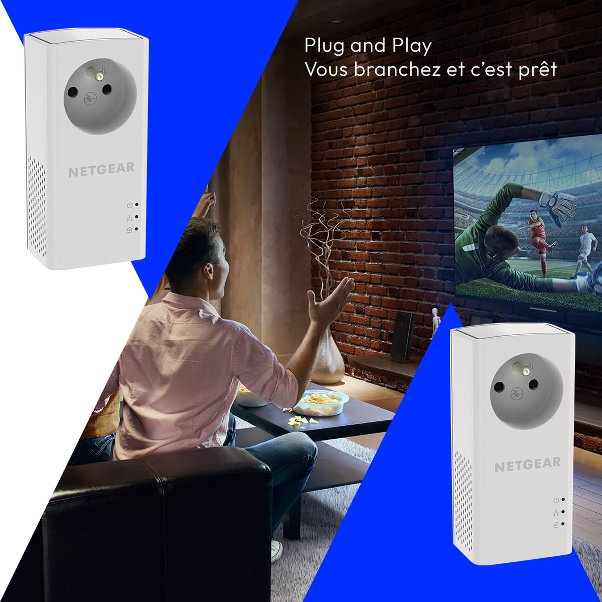 NETGEAR Pack de 2 CPL Gigabit 1000Mbps avec Prise filtree