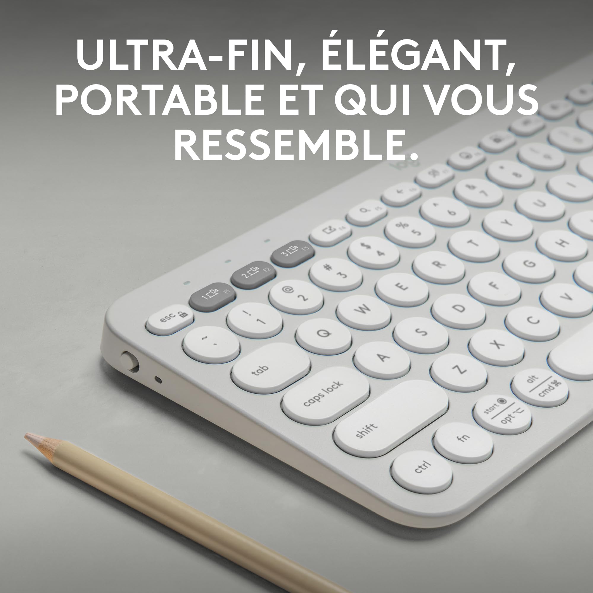 LOGITECH Pebble Keys 2 K380s - TONAL WHITE - (FRA) - BT - N/A - CENTRAL-419 - UNIVERSAL