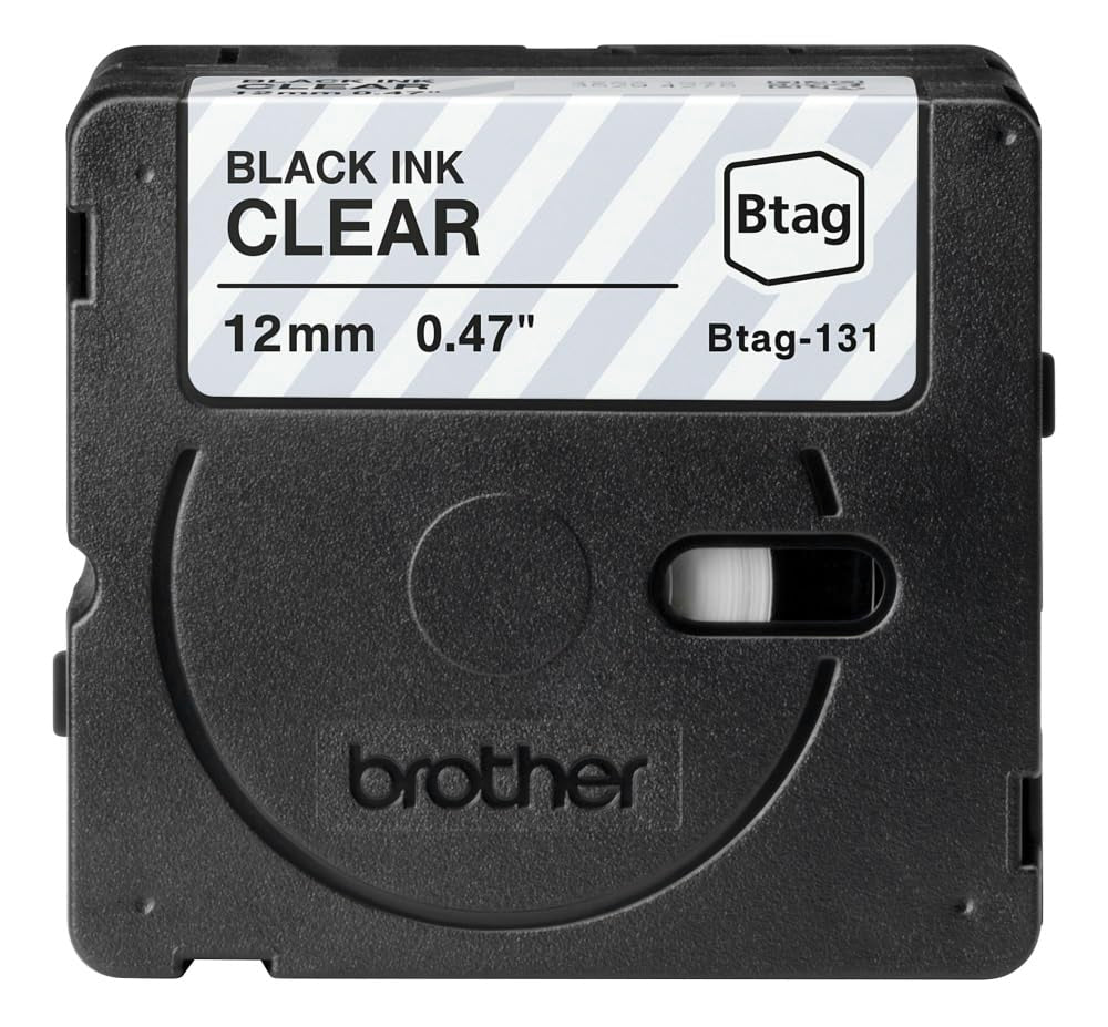 BROTHER 12MM BTAG131 Tape Black on Transparent