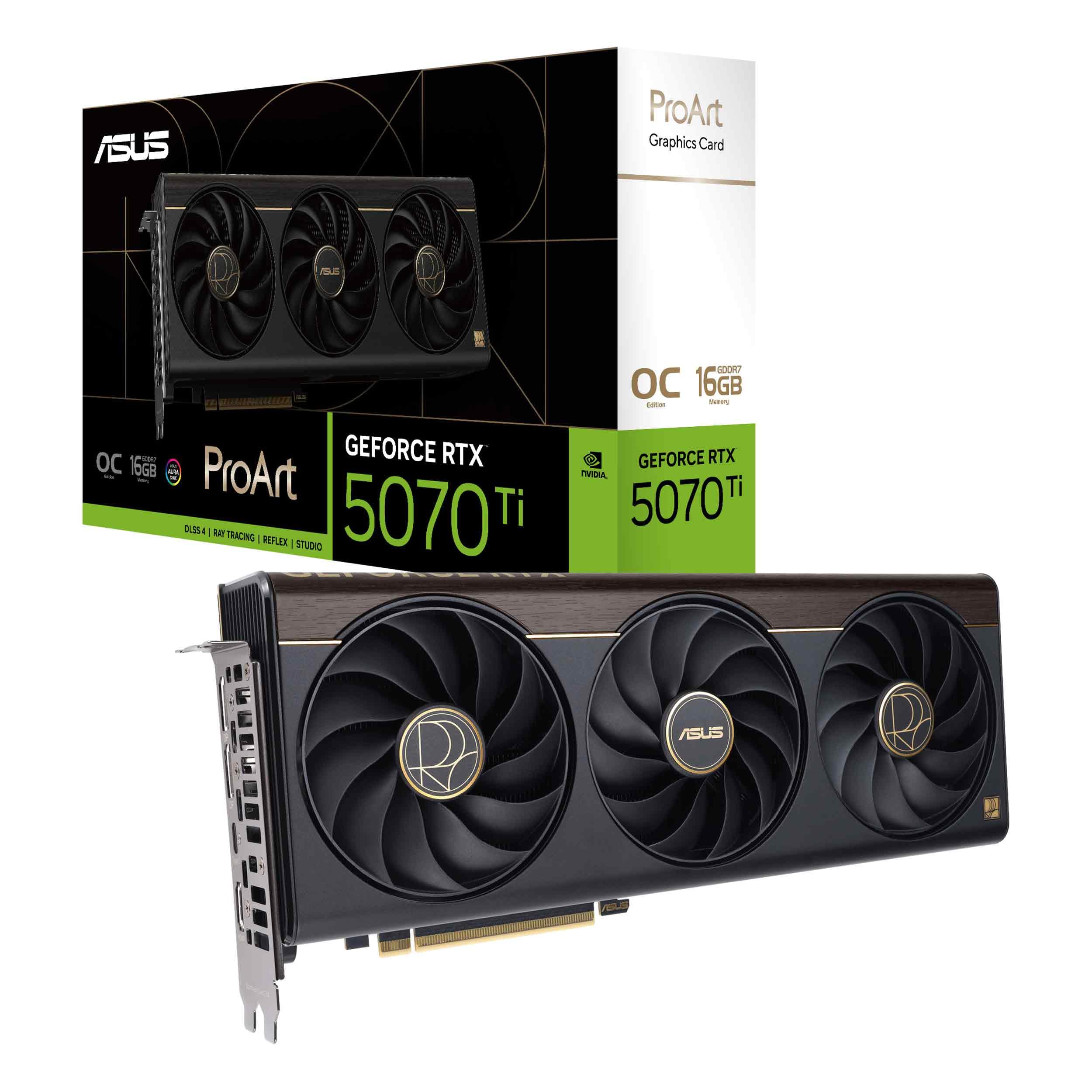 ASUS ProArt GeForce RTX 5070 Ti OC Edition Graphics Card PCIe 5.0 16Go GDDR7 USB Type-C HDMI 2.1b 2xDisplayPort 2.1b