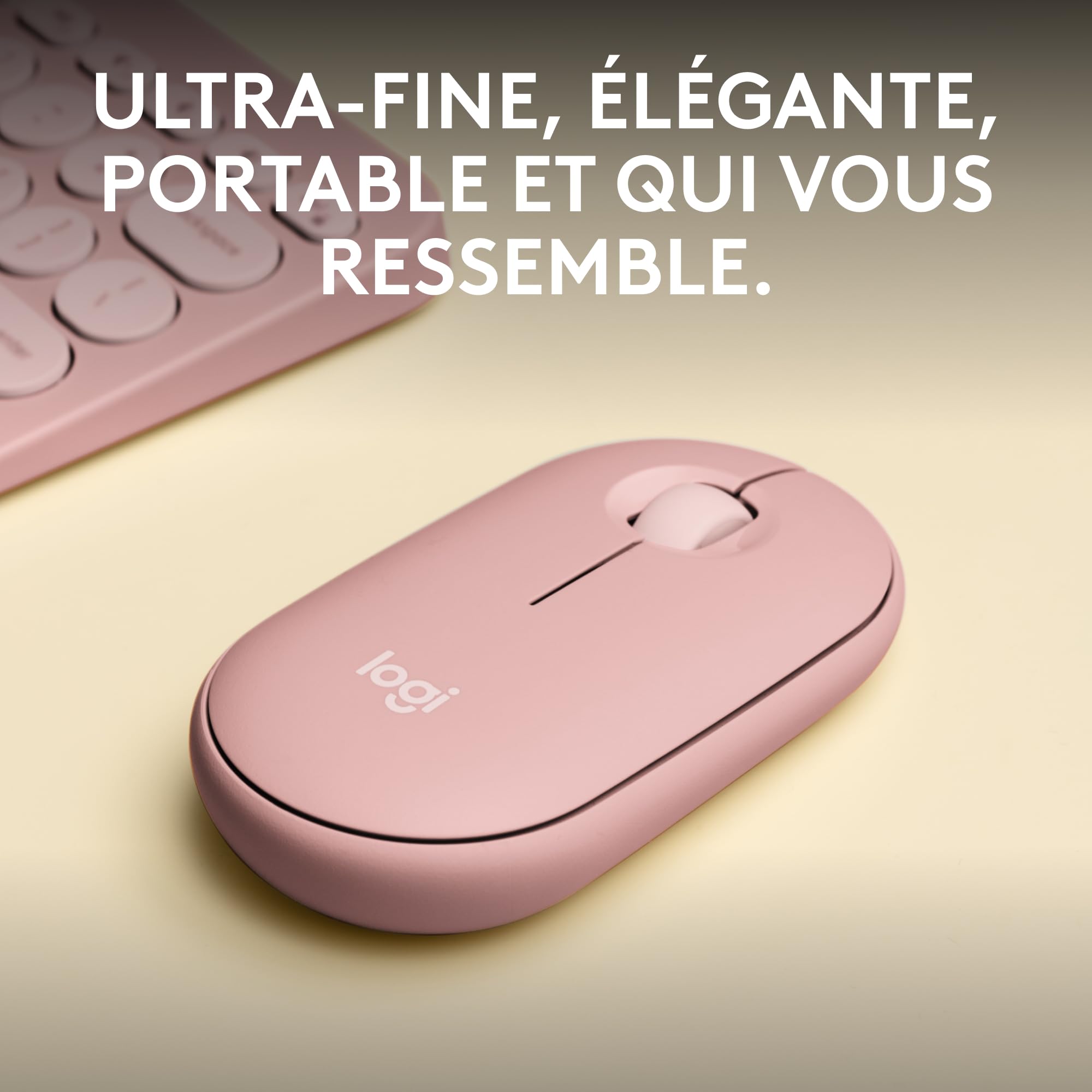 LOGITECH Pebble Mouse 2 M350s Mouse optical 3 buttons wireless Bluetooth 5.2 LE tonal rose