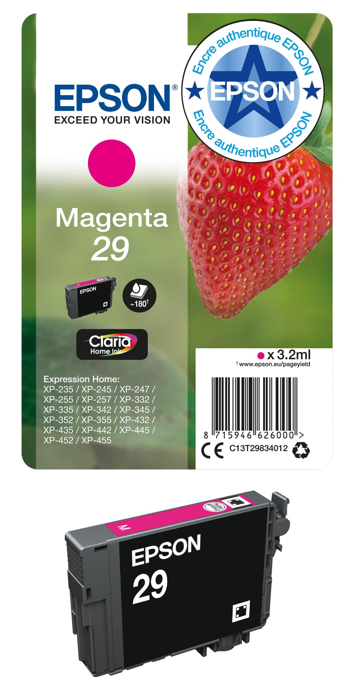 EPSON 4LB Cartridge Fraise Ink Claria Home Magenta w/s