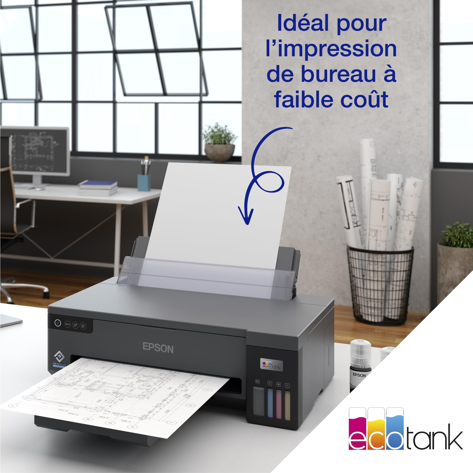 EPSON EcoTank ET-14100 Printer colour inkjet ITS A3 4800x1200dpi 15ppm mono 8ppm colour 100sheets USB Wi-Fi Black