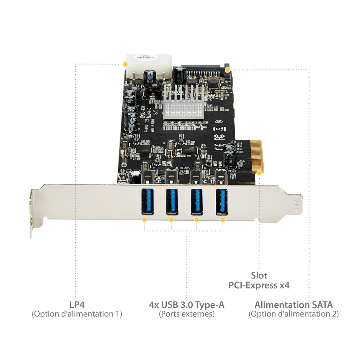 4 Port PCIe USB 3.0 Card w/4 Channels