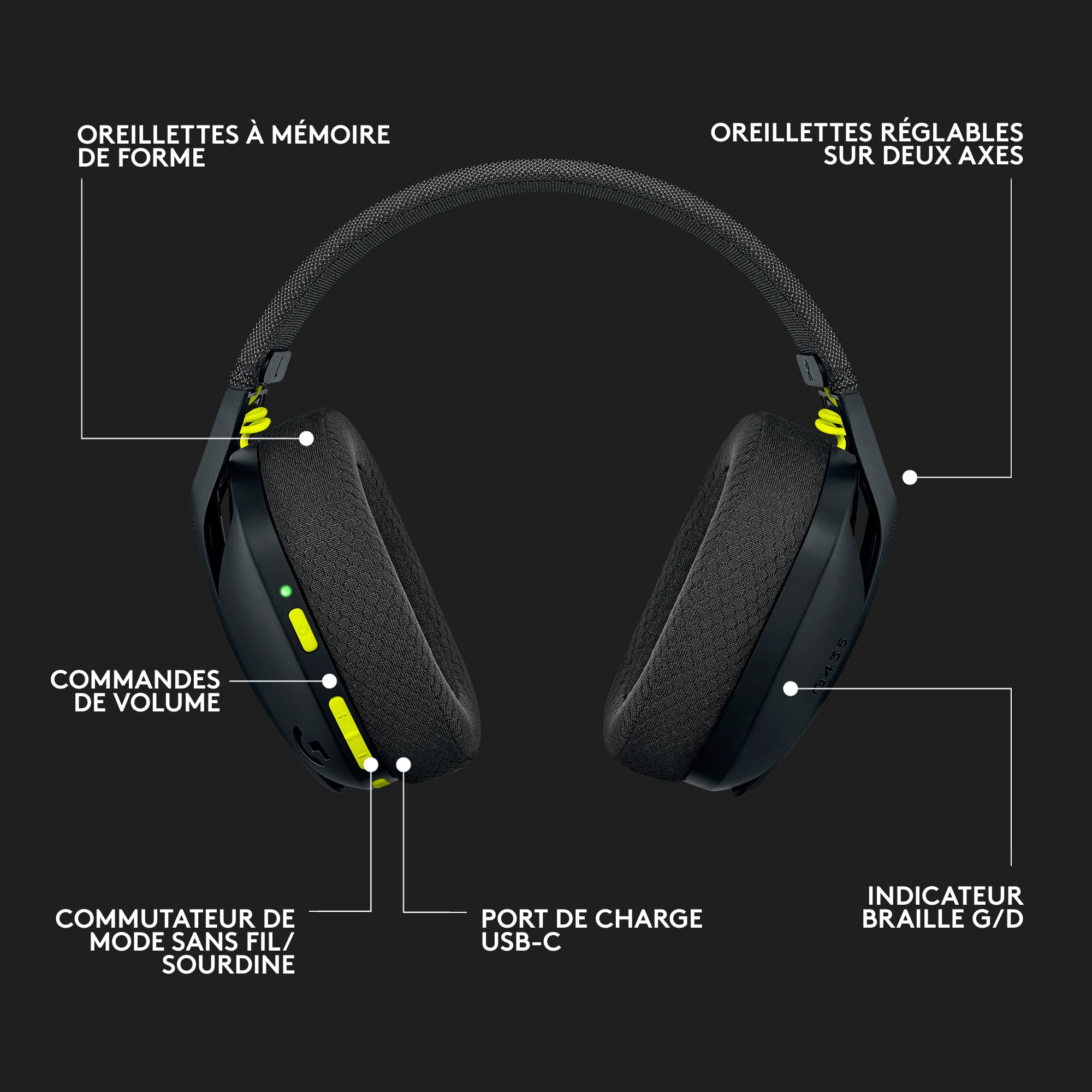 LOGITECH Lightspeed G435 Headset full size Bluetooth / 2.4 GHz radio frequency wireless black Discord Certified