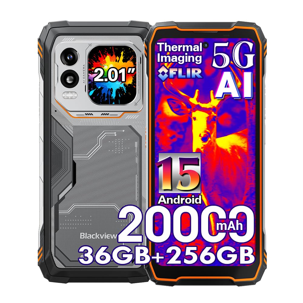 Blackview Xplore 1 Pro (NFC - Caméra à image thermique - 6.78'' - 256 Go, 12 Go RAM - 20000mAh) Orange