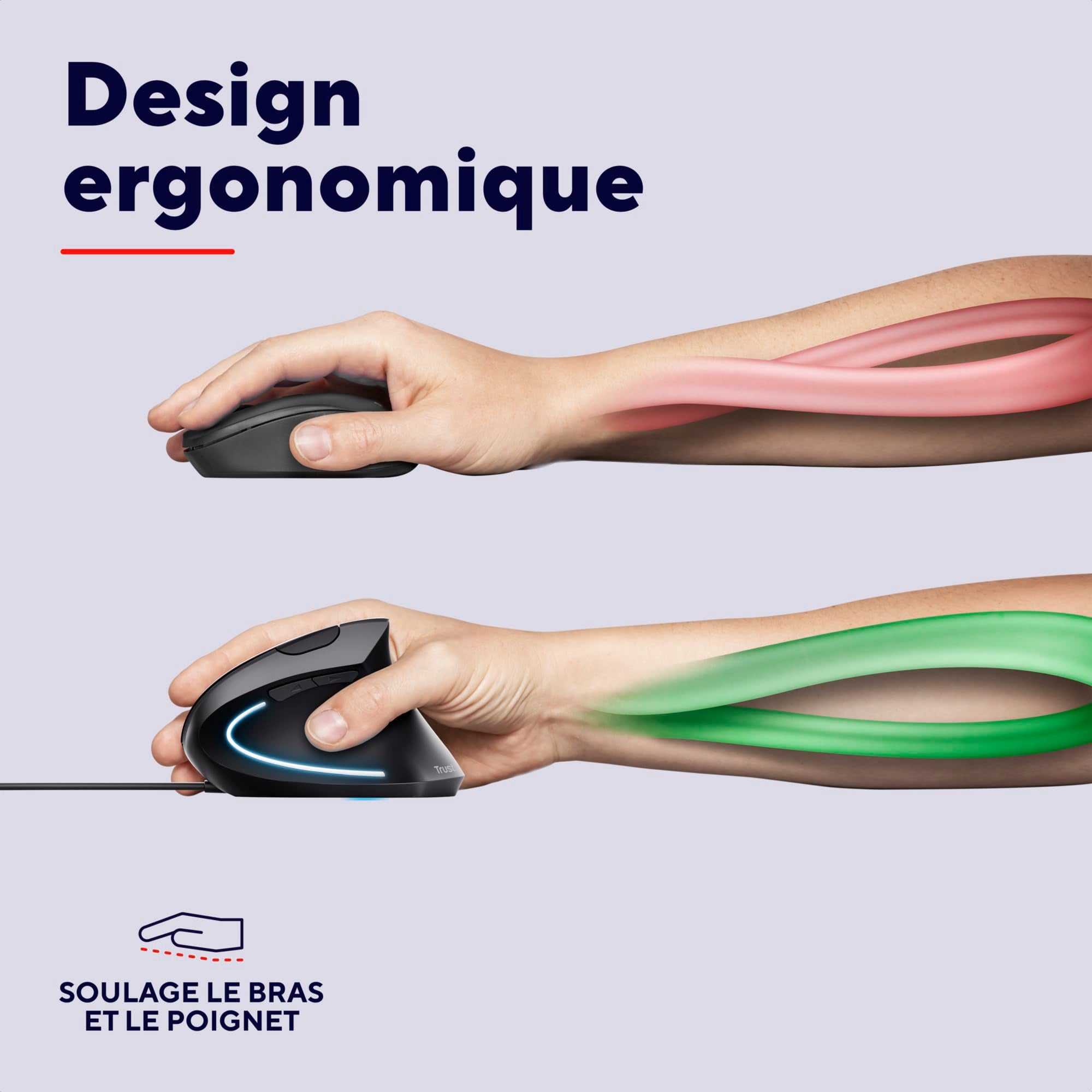 TRUST Souris filaire ergonomique VERTO - Noire