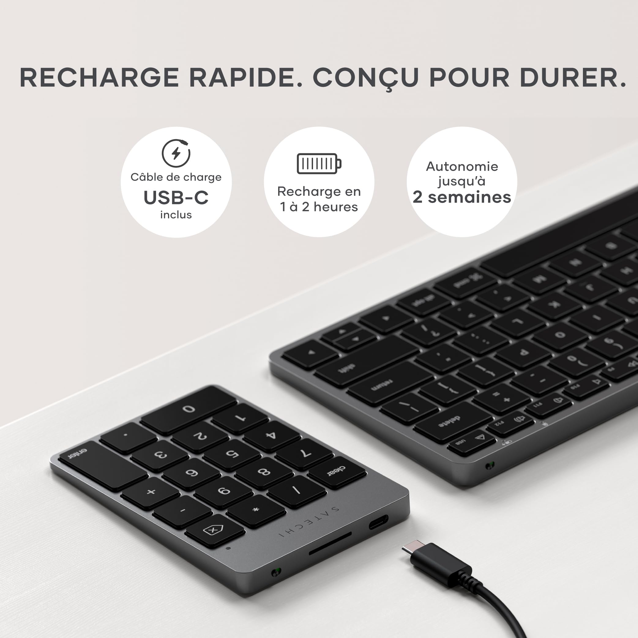 ALUMINUM RECHARGEABLE BT KEYPAD SPACE GR
