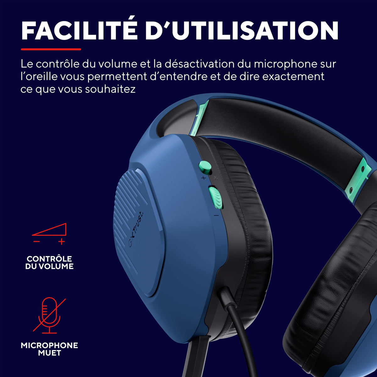 TRUST  Casque gaming ZIROX - Blue