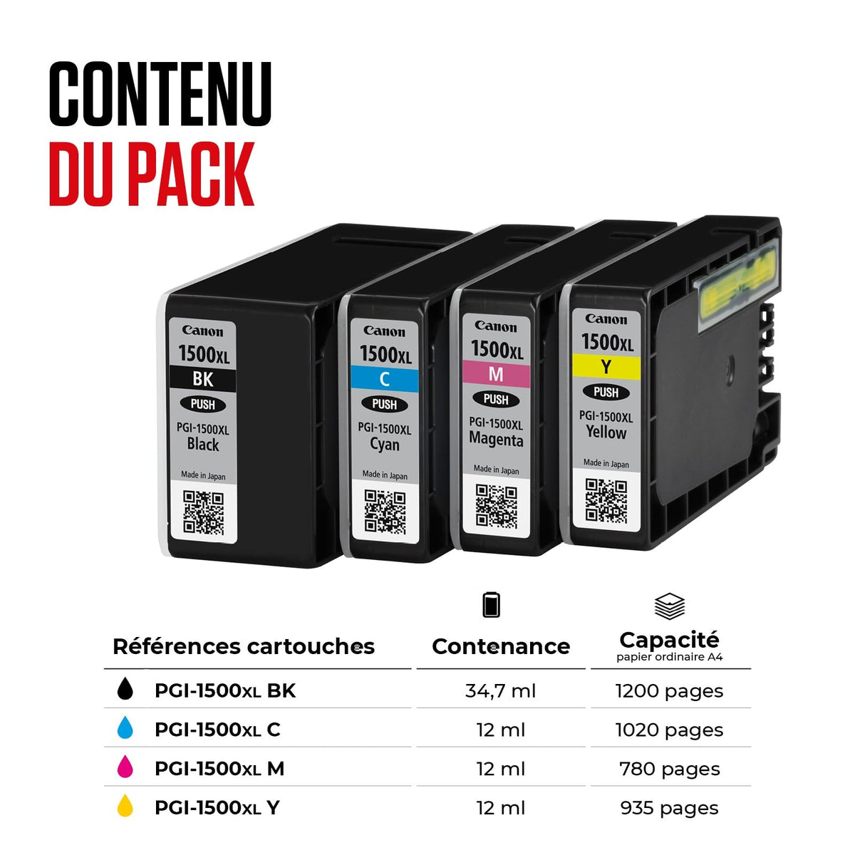 CANON PGI-1500XL Ink Cartridge BK/C/M/Y MULTI
