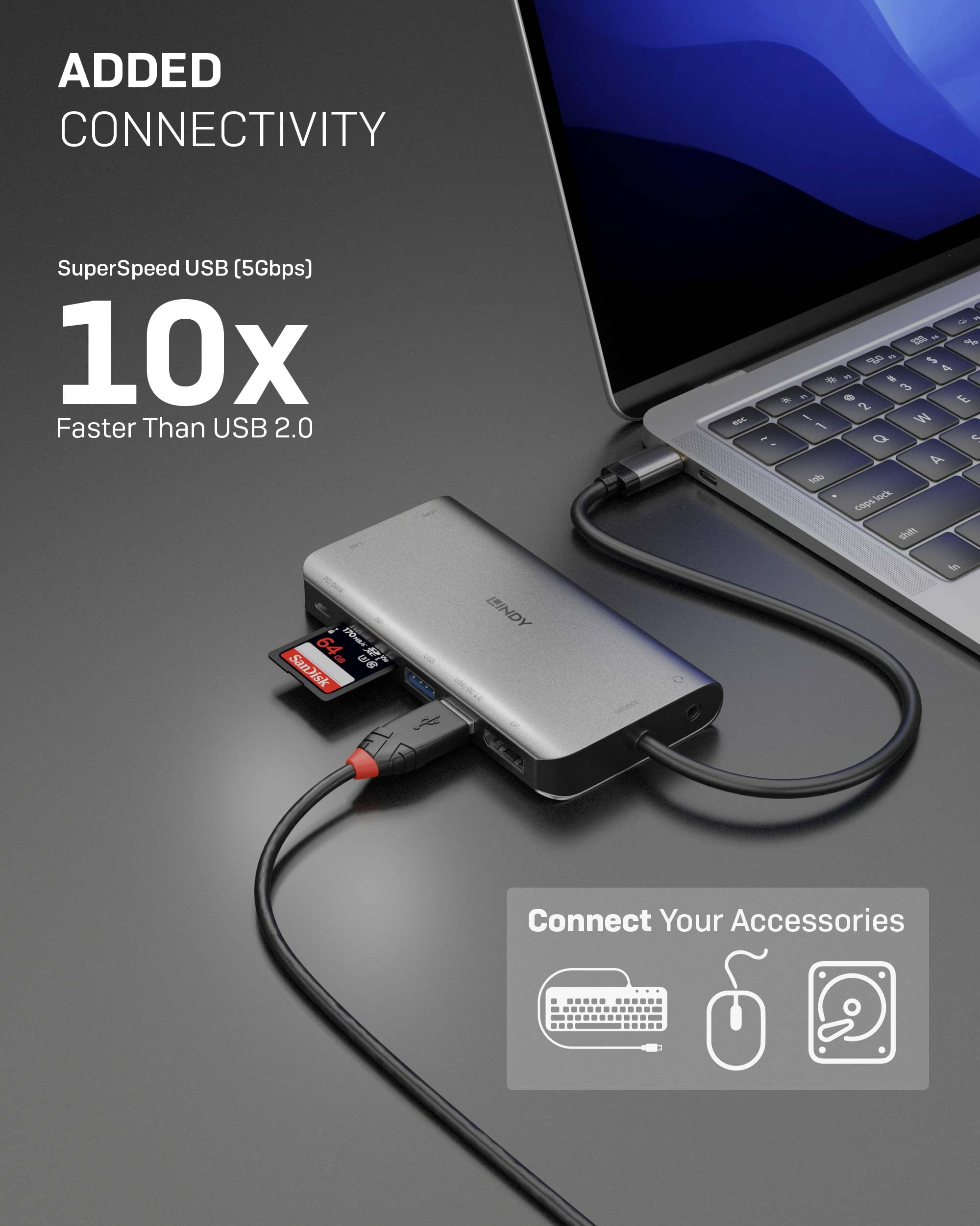 LINDY USB 3.2 Type C Laptop Mini Dock