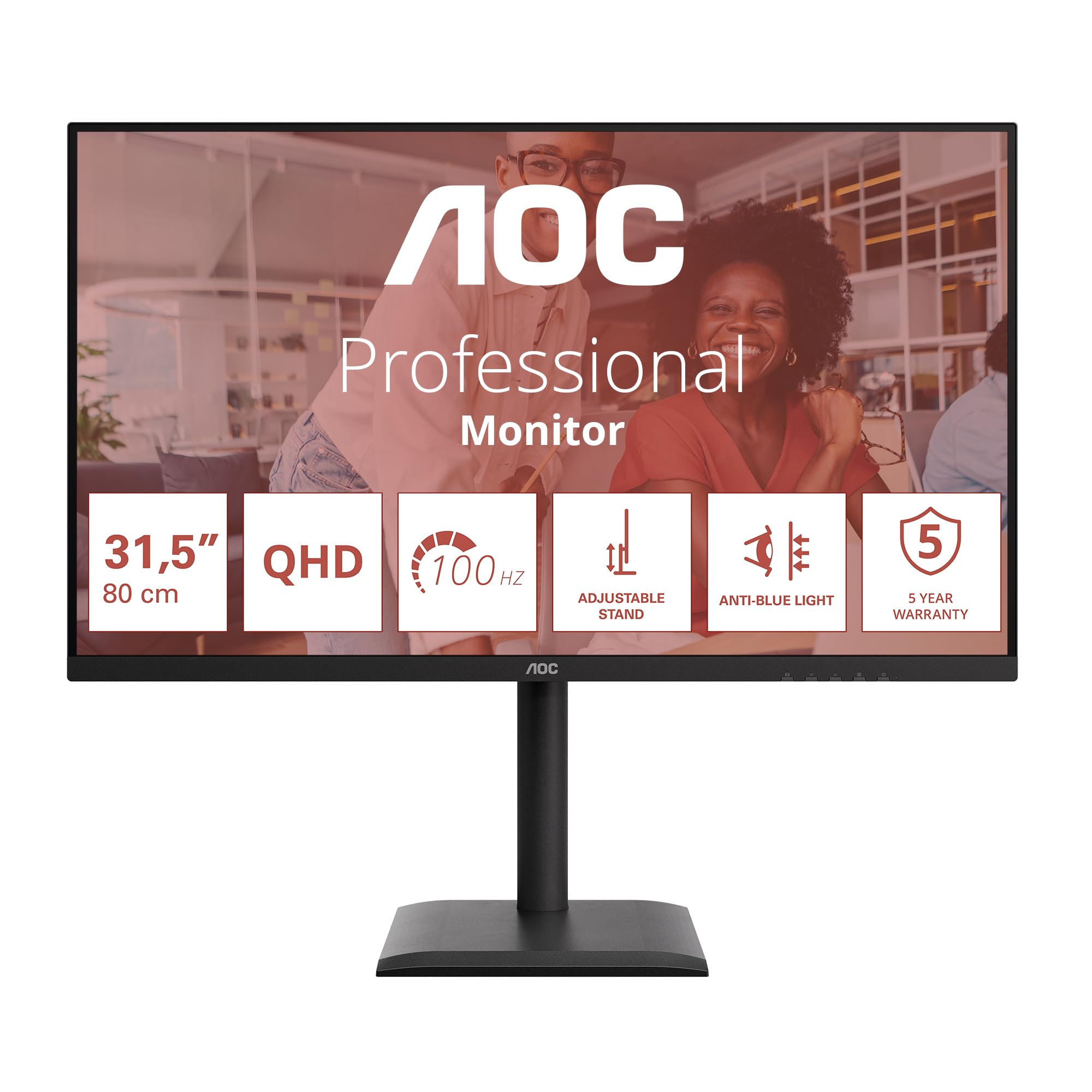 AOC Q32E4U écran LED - 32p - 2560 x 1440 QHD 100 Hz - IPS - 1000:1 - 4 ms - 2xHDMI, DP, HP , HAS , GAR 5 ans