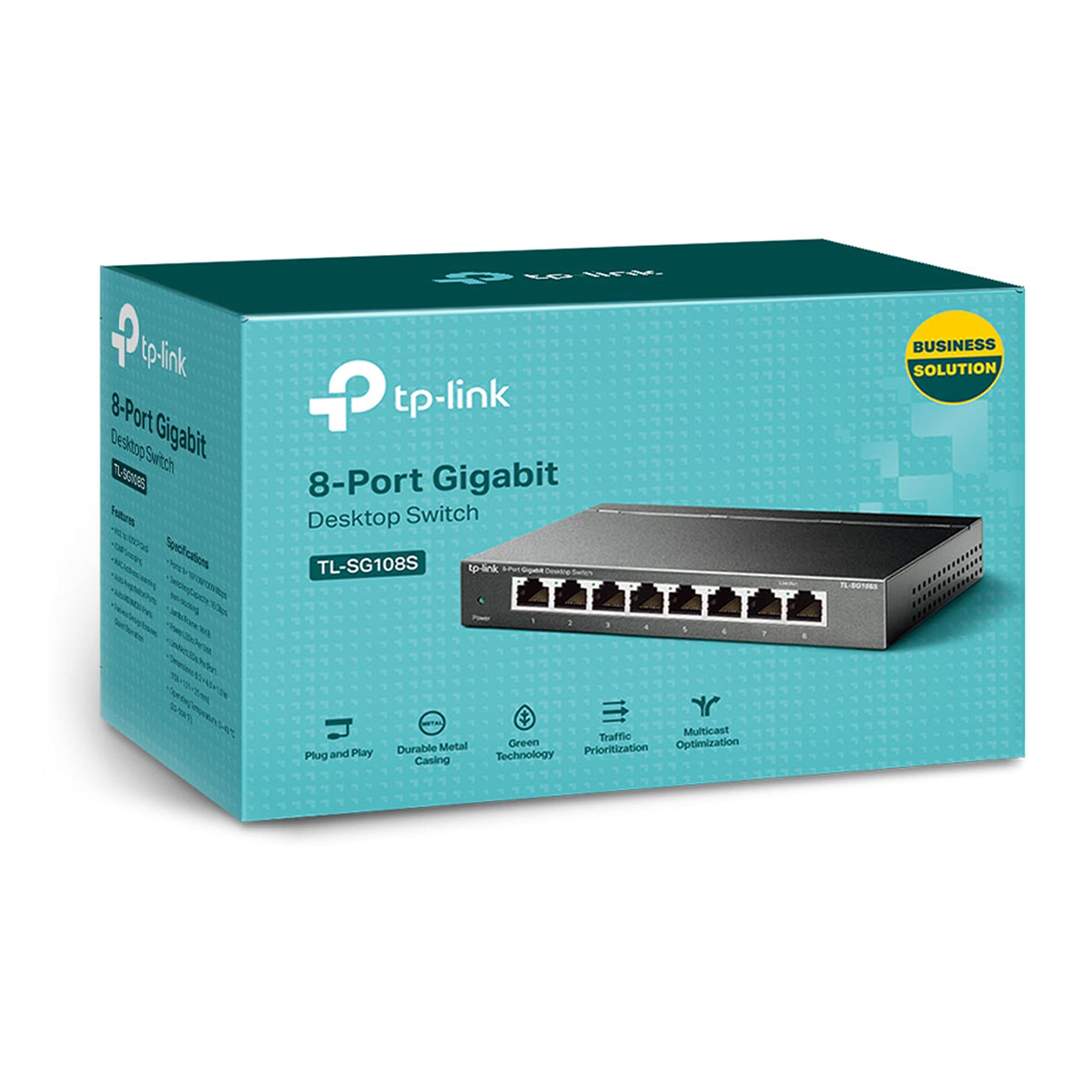 TP-LINK TL-SG108S 8-Port Desktop Gigabit Ethernet Switch Steel Case