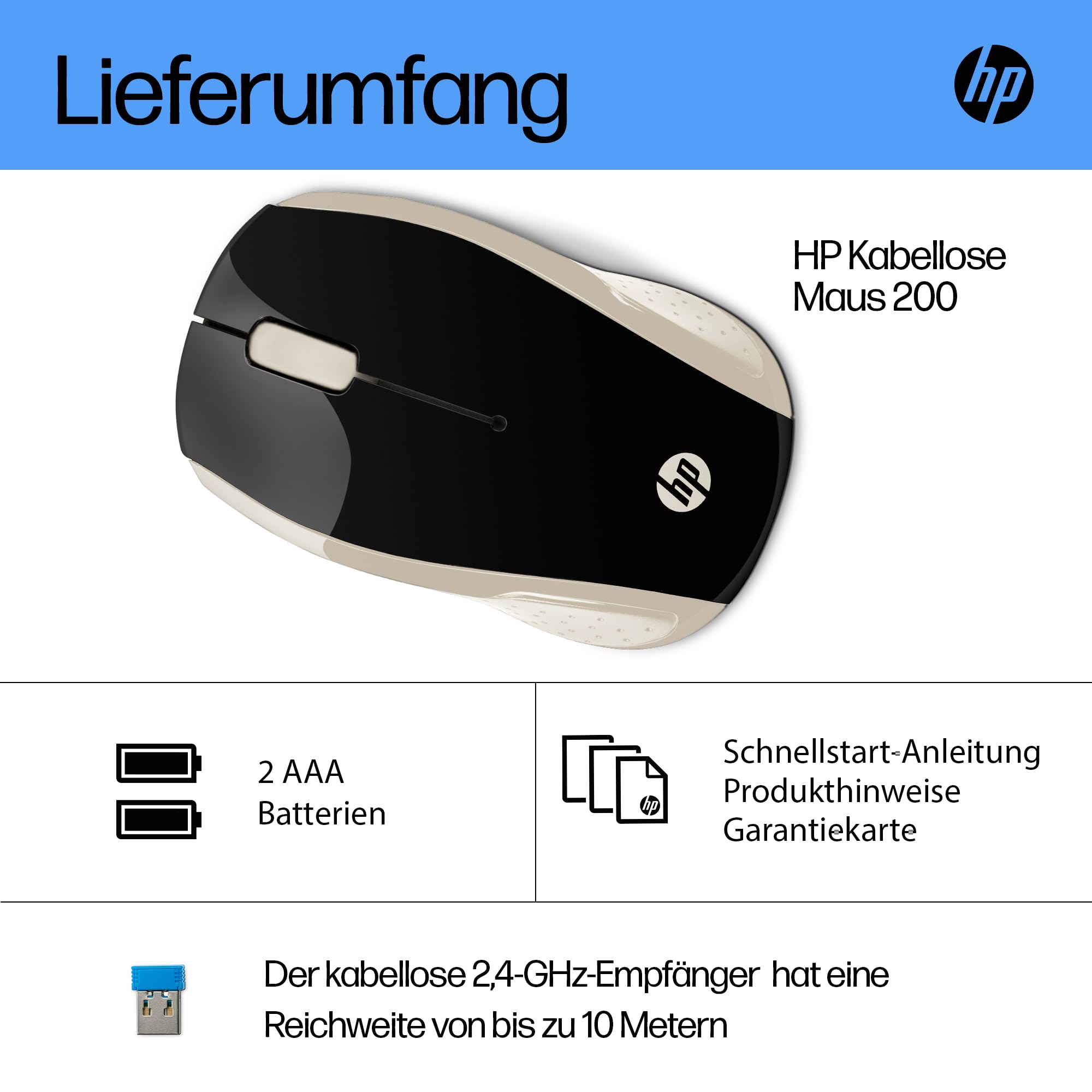 HP 200 Silk Gold Wireless Mouse
