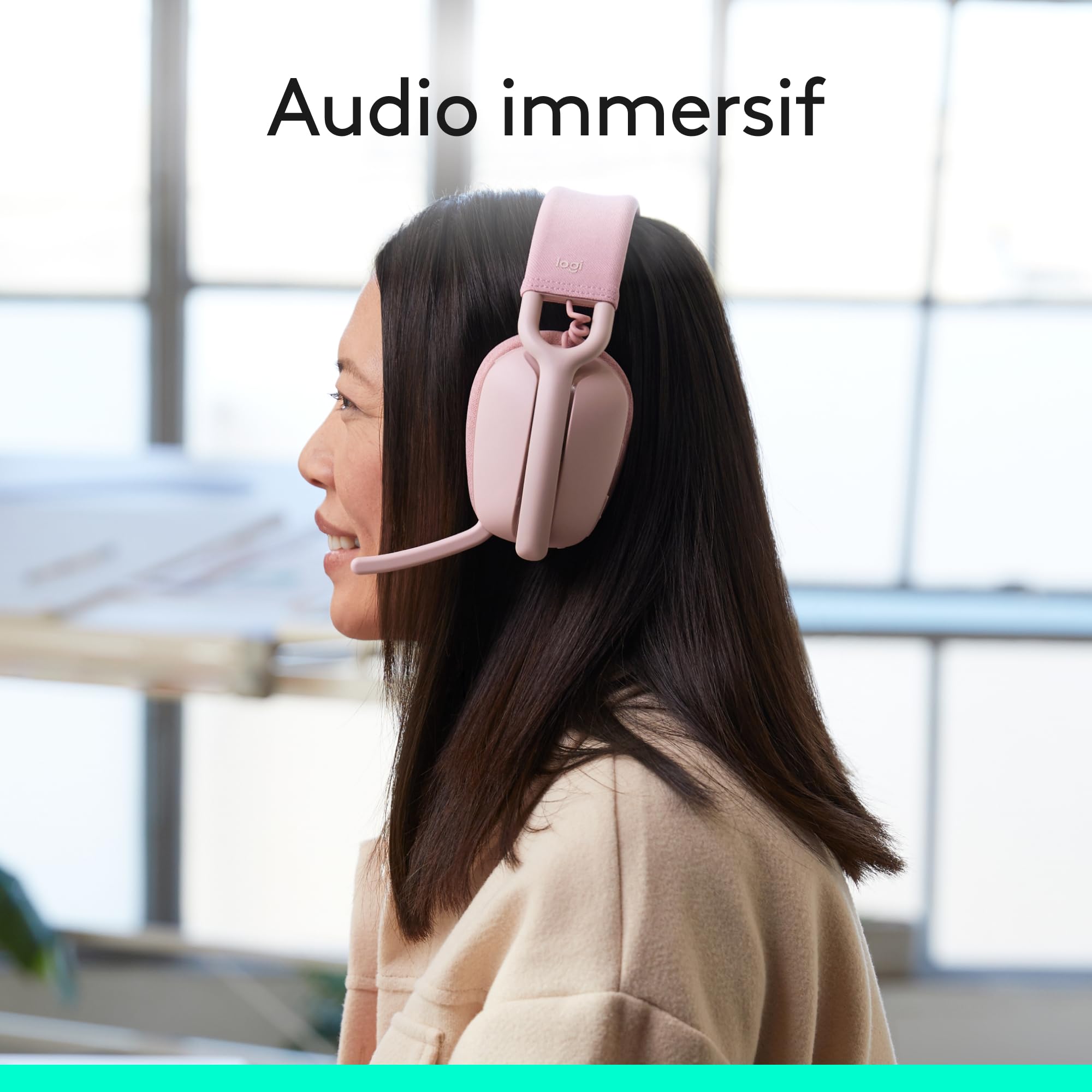 LOGITECH Zone Vibe 100 Headset full size Bluetooth wireless rose