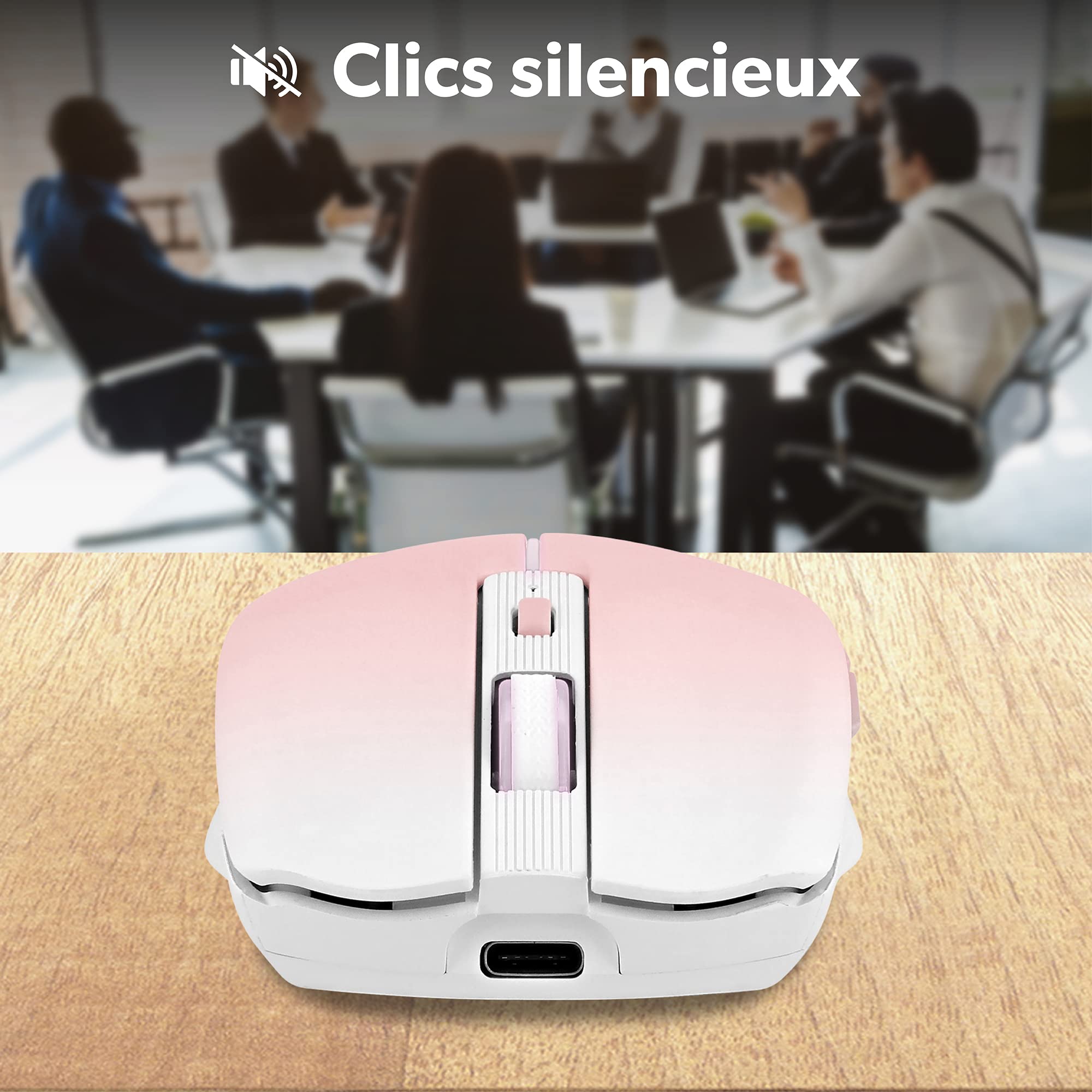 TNB GRADIENT - Dual connect rechargeable colorful wireless mouse - pink