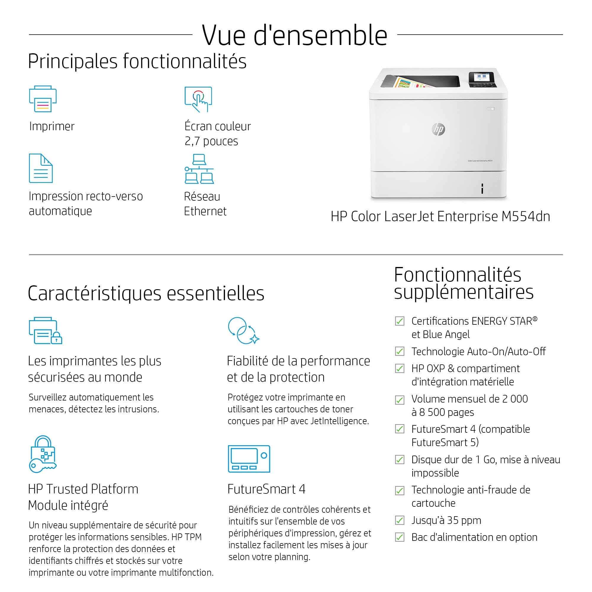 HP Color LaserJet Enterprise M554dn produit neuf emballage abimé A4 color laser USB 33ppm (P)