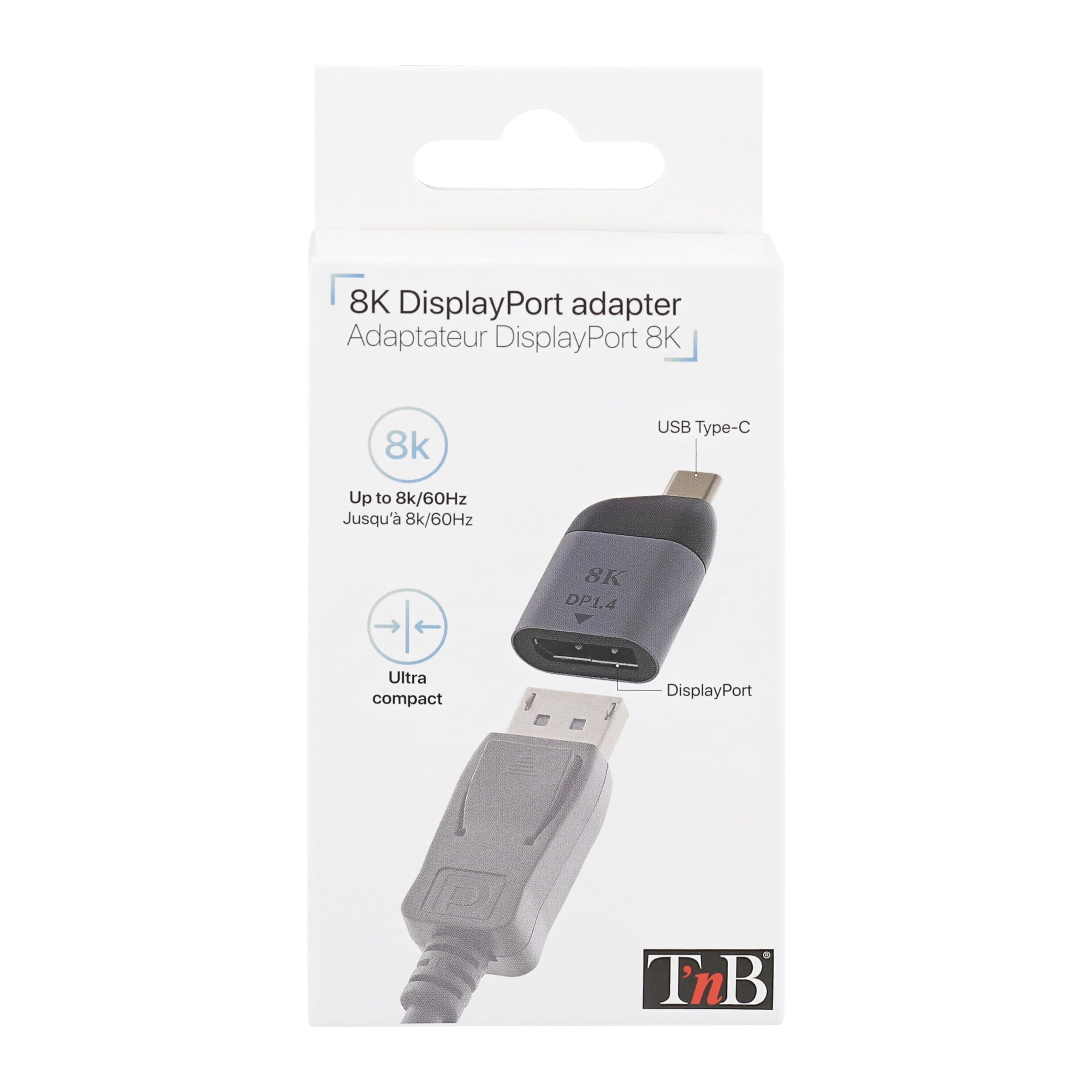 TNB Mini iClick Type C To Displayport Adapter For Resolutions Up To 8K/60Hz Compatible With Lower Resolutions