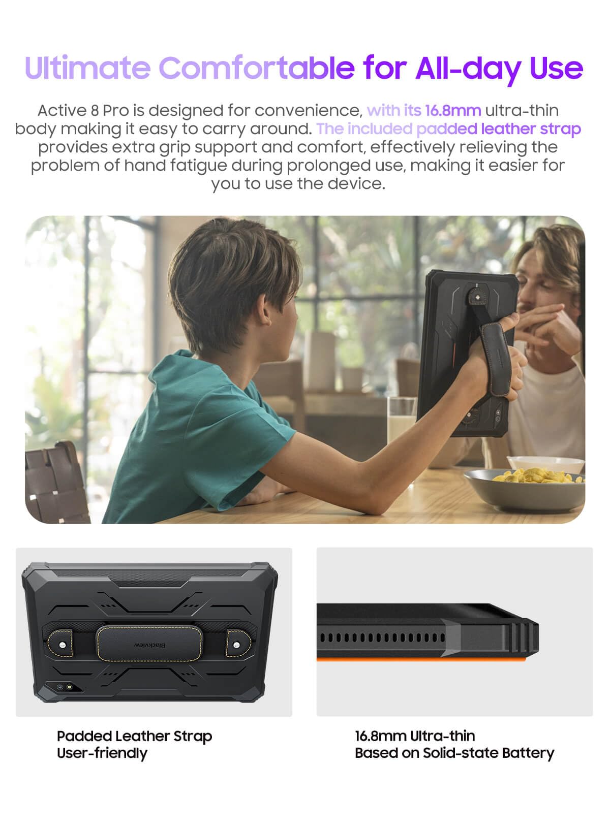 Blackview Active 8 Pro (Double Sim - Ecran 10.36'' - 4G/LTE - 256 Go, 8 Go RAM) Orange