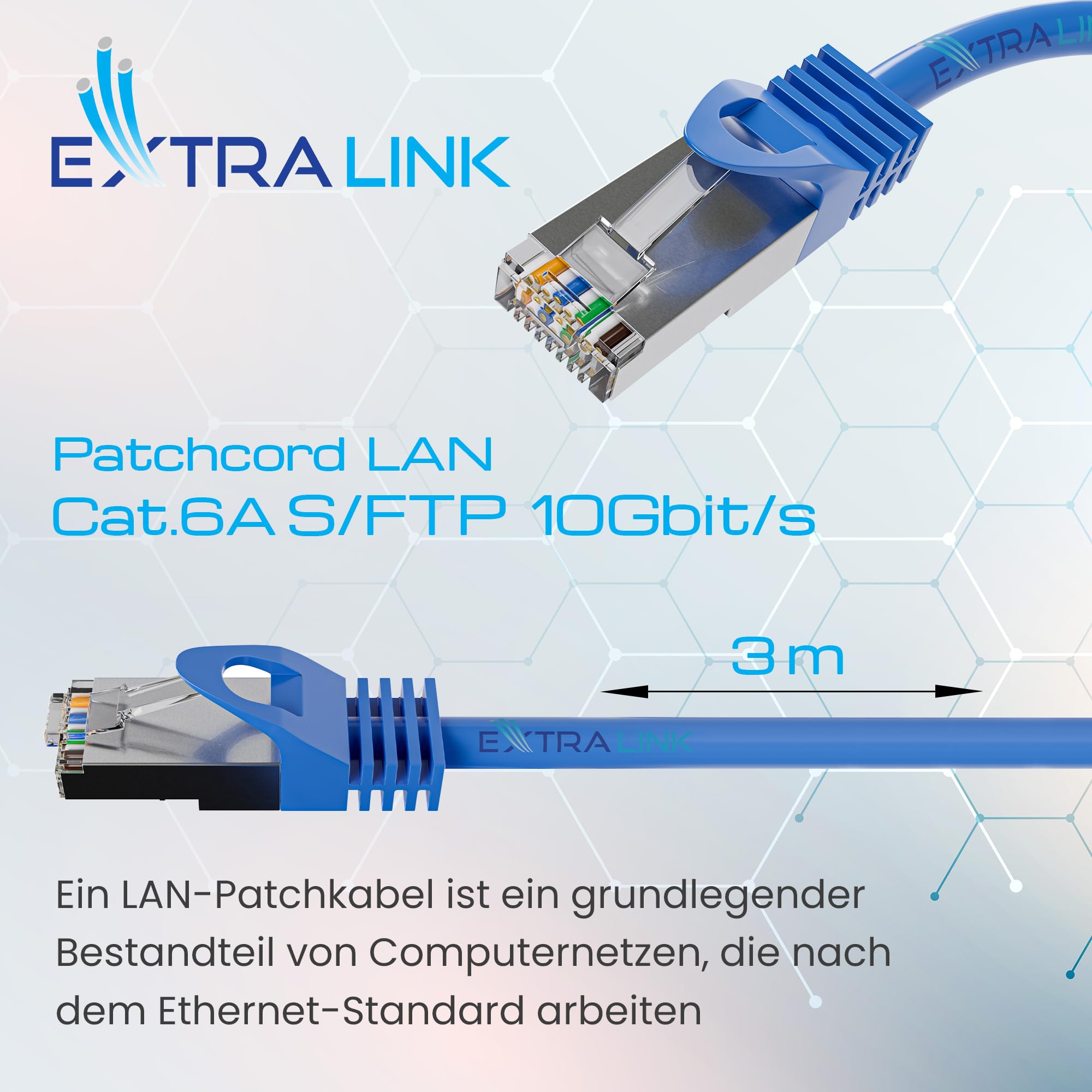 Extralink EX.6570 câble de réseau Bleu Cat6a SF/UTP (S-FTP)