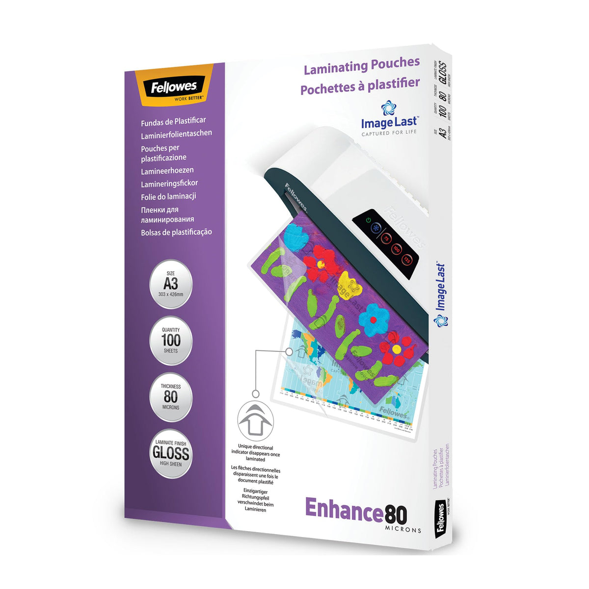 FELLOWES Pochettes ImageLast A3 80 microns - Pack de 100