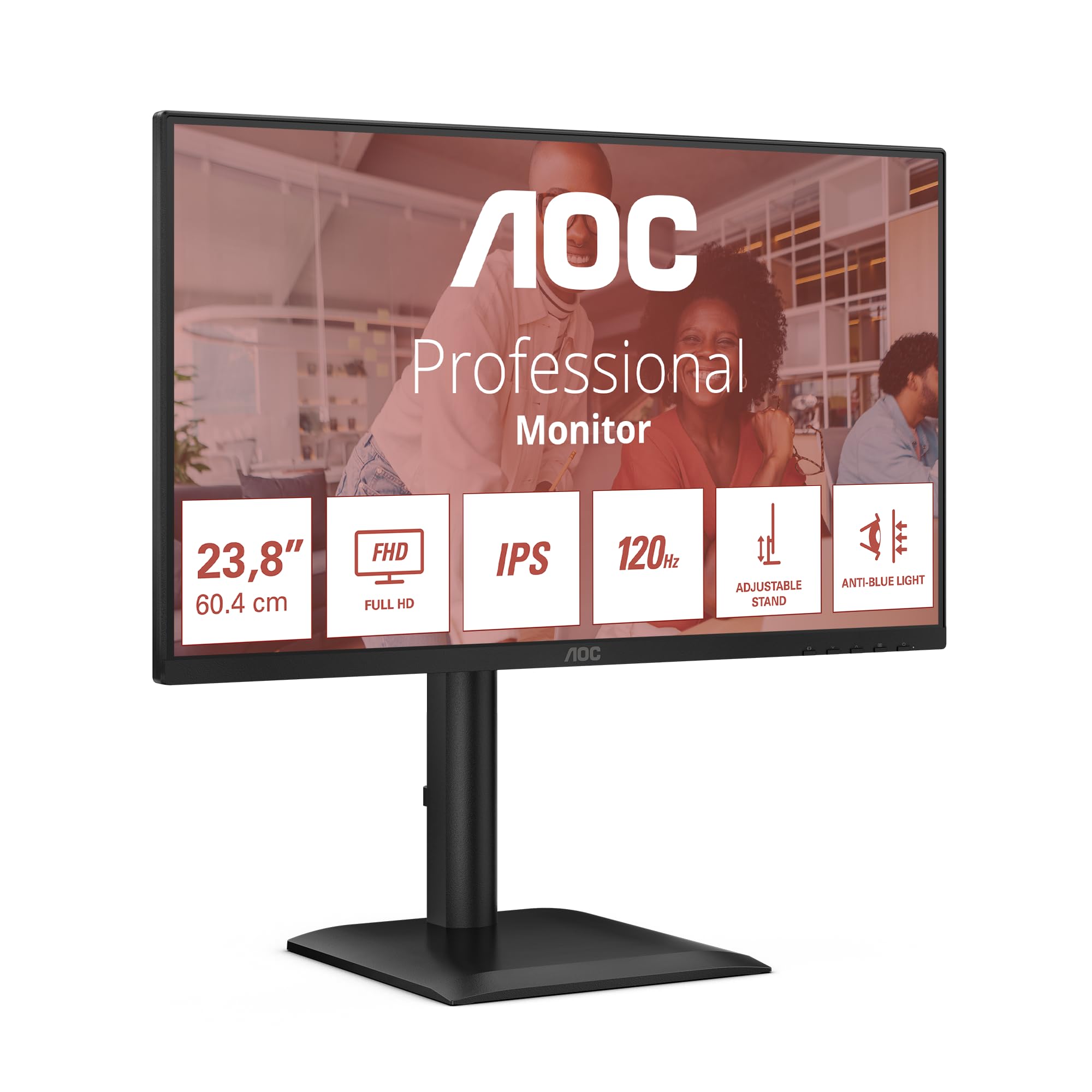 AOC 24E4CV - Écran LED - 24"-1920 x 1080 Full HD @ 120 Hz - IPS - 300 cd/m² - 1500:1 - 4 ms - HDMI, DP, USB-C - HP - GAR 5 ans