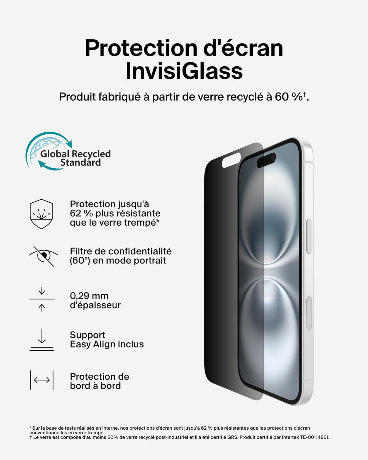 BELKIN ScreenForce Pro Invisiglass Privacy AM Screen Protector - iPhone 16/15/14 Pro