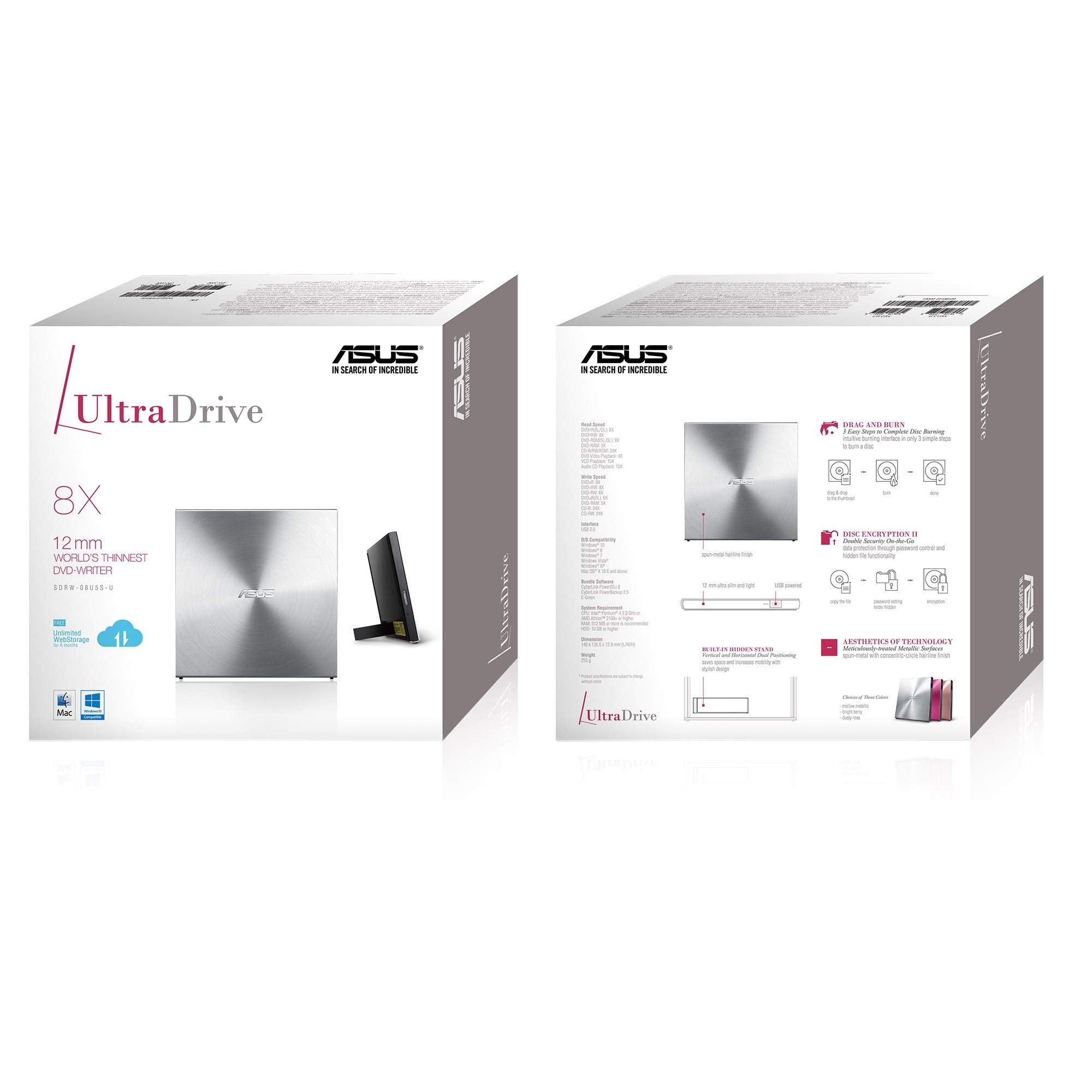 ASUS Graveur DVD externe x8 - Argenté