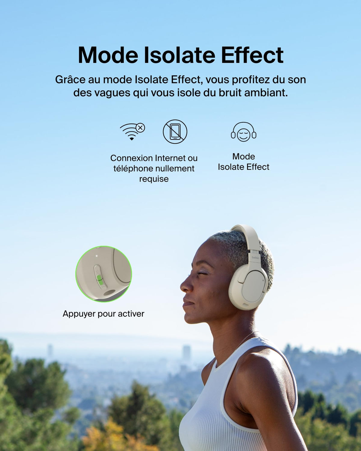 BELKIN SOUNDFORM ISOLATE NOISE CANCELLING HEADPHONES SAND