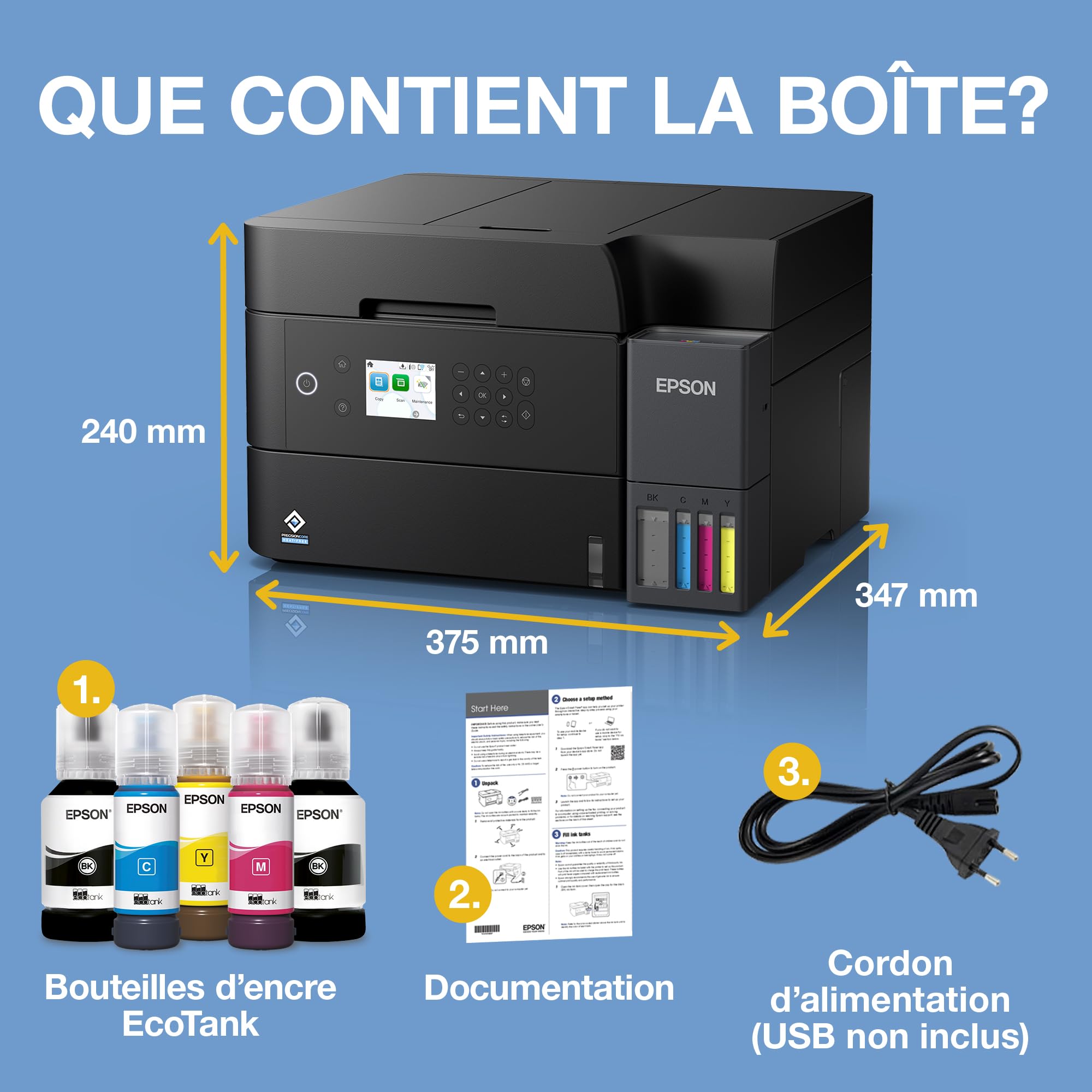 EPSON EcoTank ET-3950 Inkjet MFP A4 18ppm ISO USB WLAN Wi-Fi