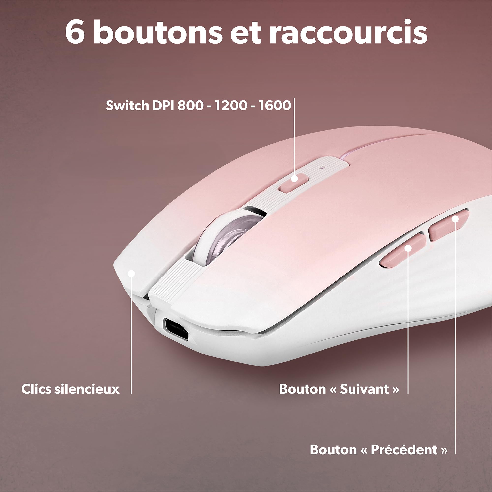 TNB GRADIENT - Dual connect rechargeable colorful wireless mouse - pink