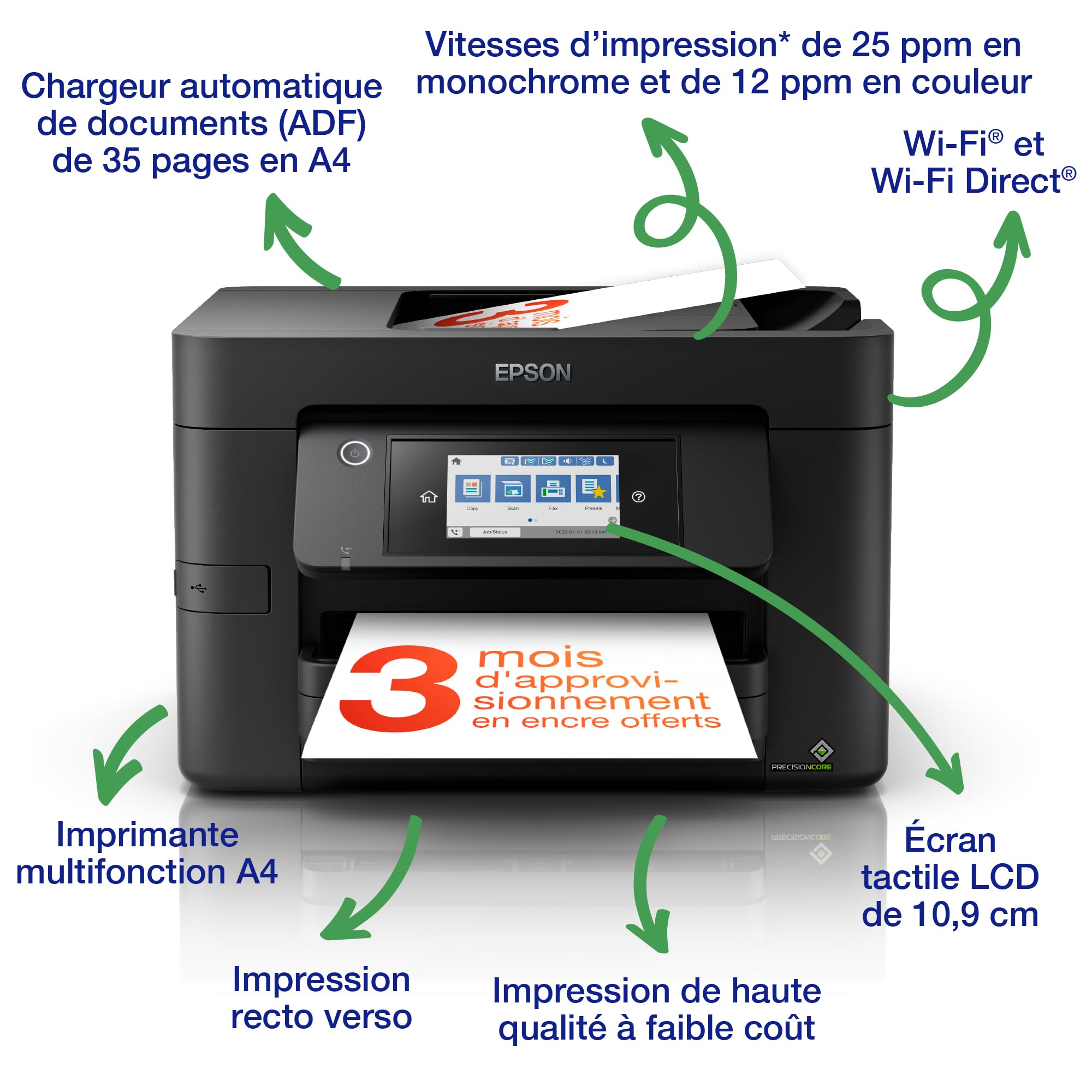 EPSON WorkForce Pro WF-4820DWF MFP colour ink-jet A4 210x297mm A4 25ppm print 250 sheets USB 2.0 LAN Wi-Fi USB host