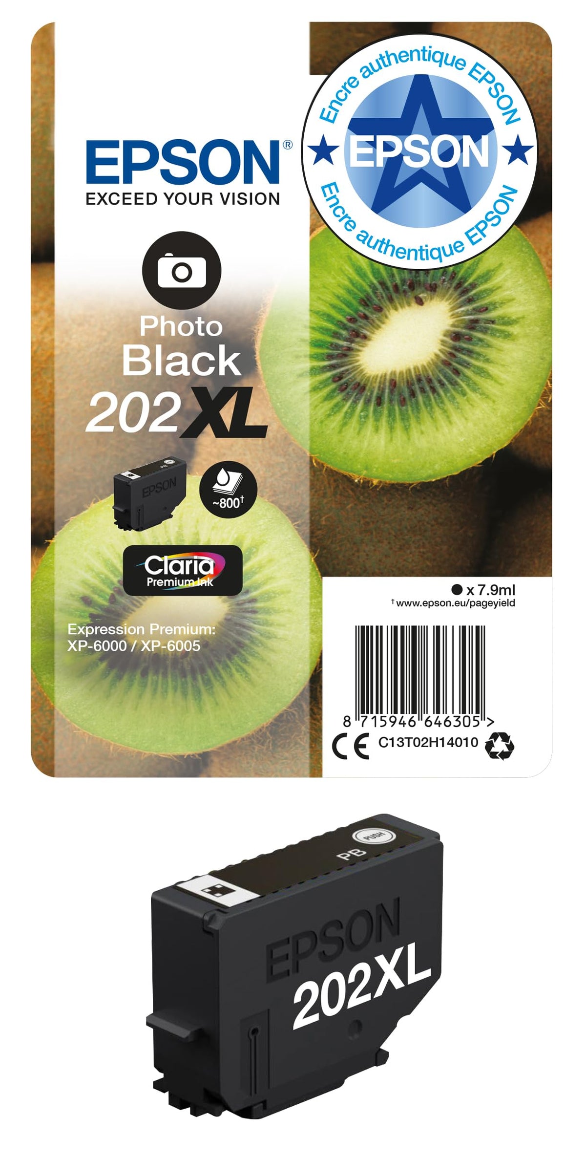 EPSON 5LB Singlepack Photo Black 202XL Kiwi Clara Premium Ink