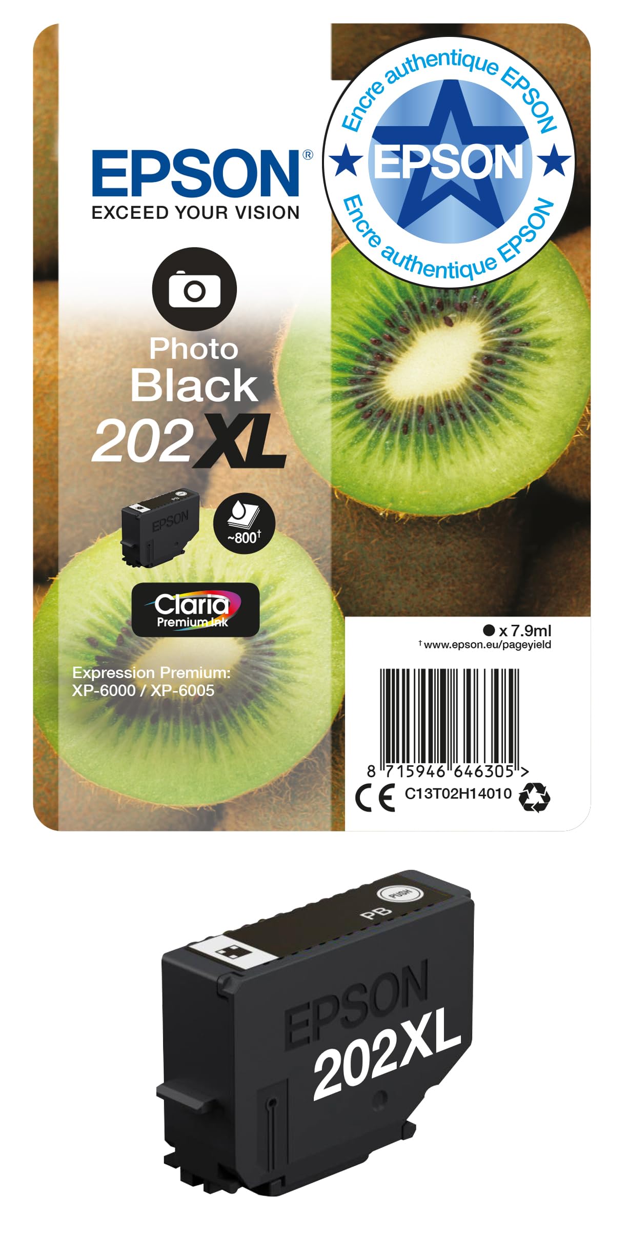 EPSON 5LB Singlepack Photo Black 202XL Kiwi Clara Premium Ink