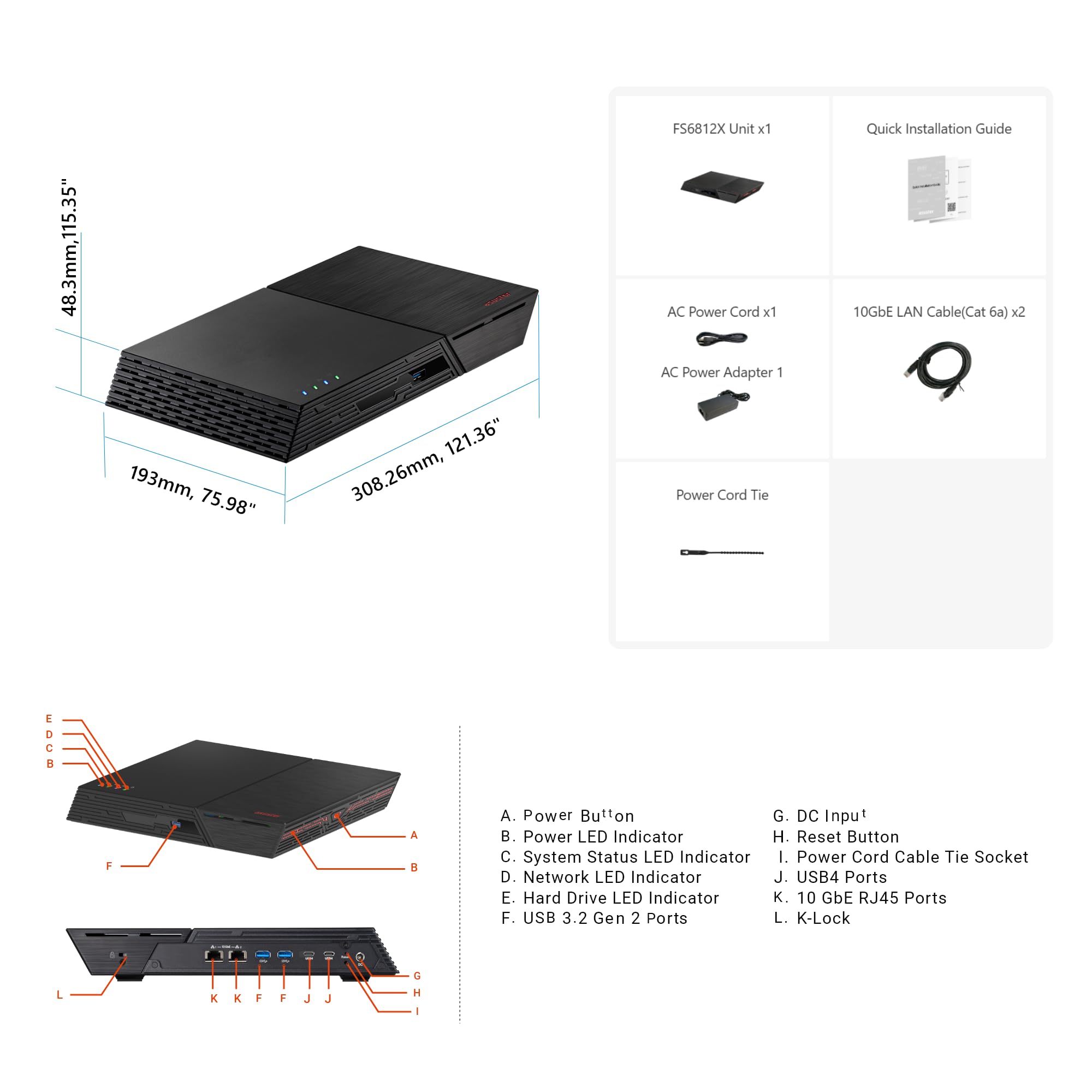 ASUSTOR FLASHSTOR GEN 2 FS6812X NAS 12 baies AMD Ryzen Embedded V3C14 16Go ECC DDR5 - 10 GbE x2 - USB x2 - 12x M.2 - Garantie 3 ans