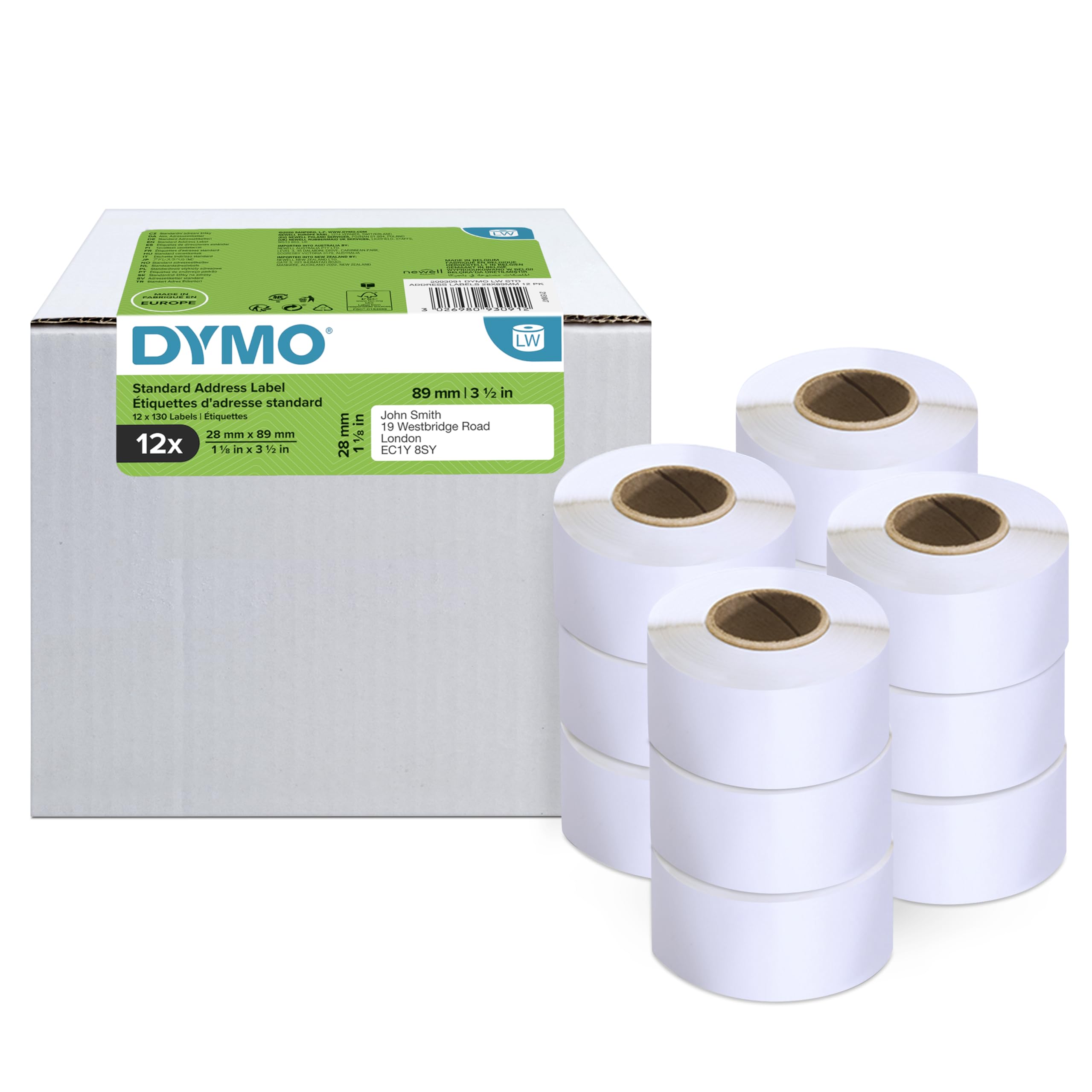 DYMO Labelwriter étiquettes 28x89mm-blanc 12 rouleaux de 130