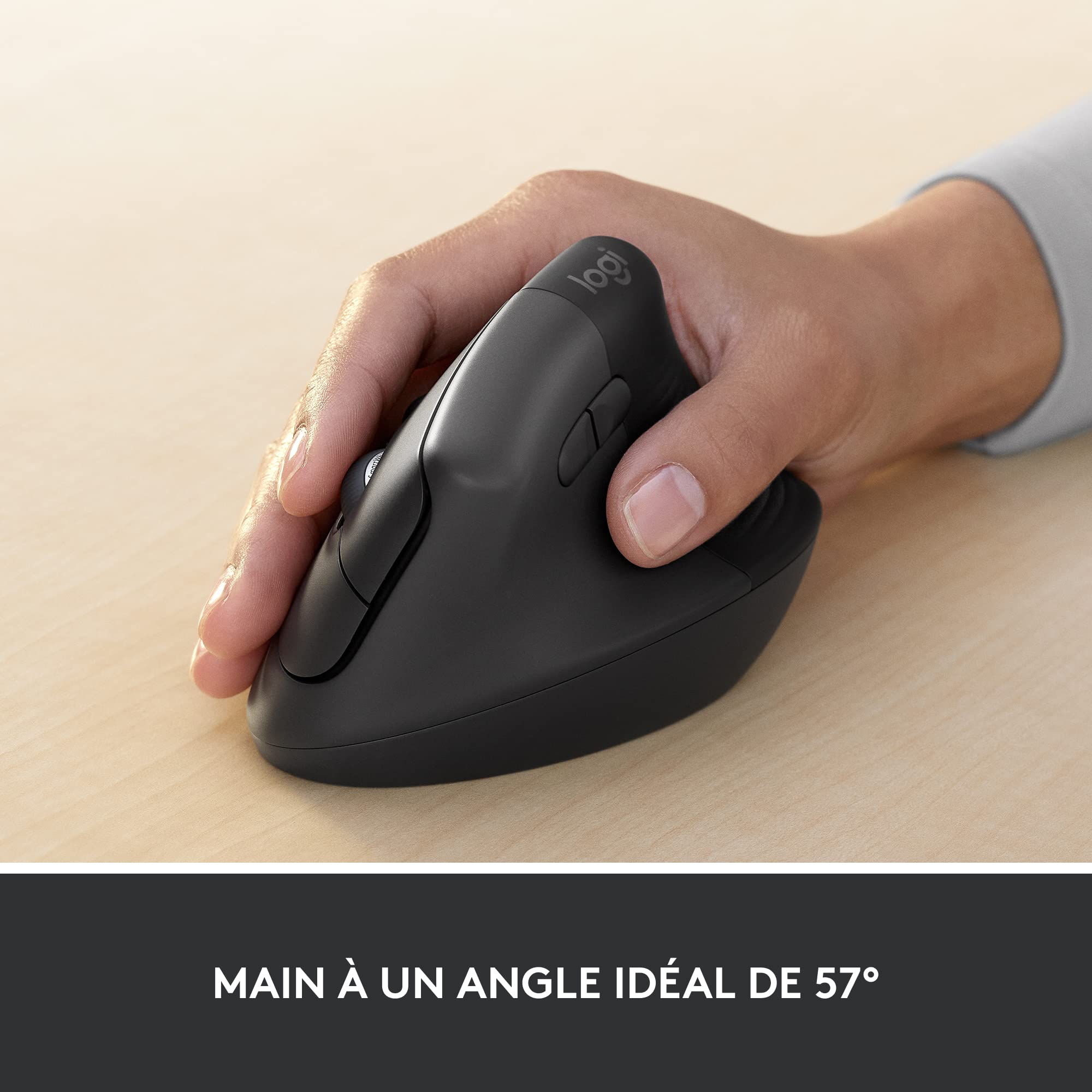 LOGITECH Lift for Business Vertical mouse ergonomic 6 buttons wireless Bluetooth 2.4 GHz Bolt USB receiver graphite