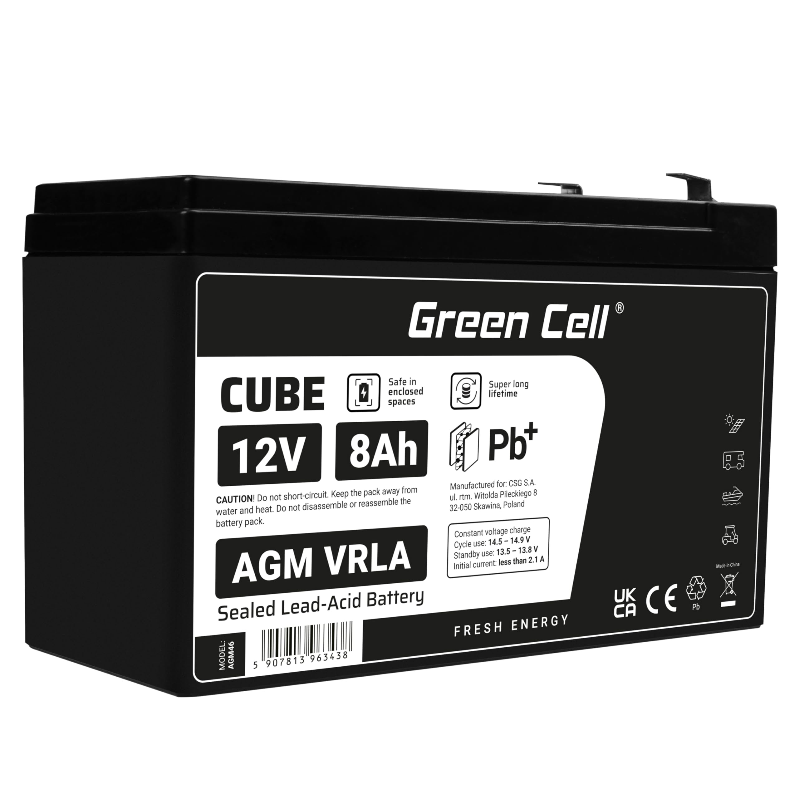 Green Cell AGM Battery 12V 8Ah - Battery - Mignon (AA)