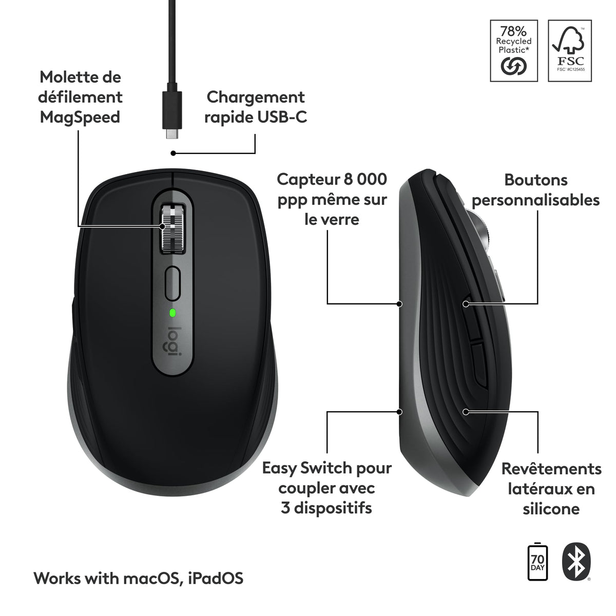 LOGITECH MX Anywhere 3S for Mac - Space Grey - EMEA28-935
