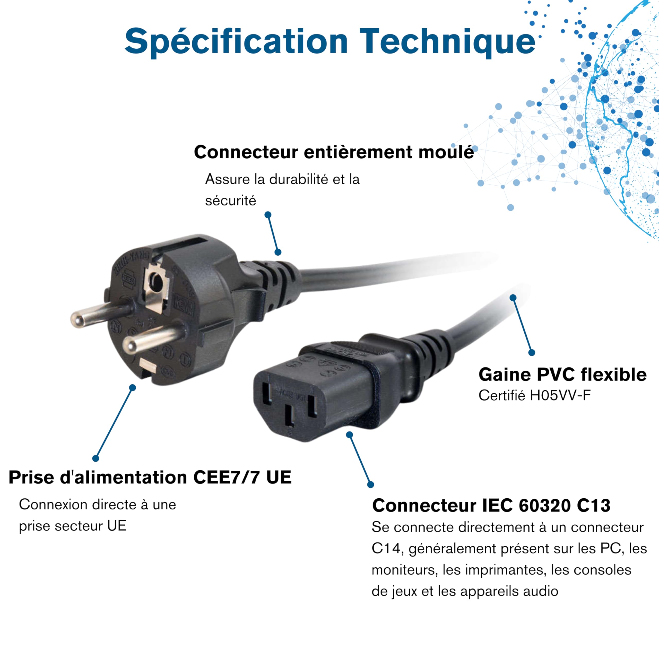 Cbl/10M Universal Power cord CEE 7/7