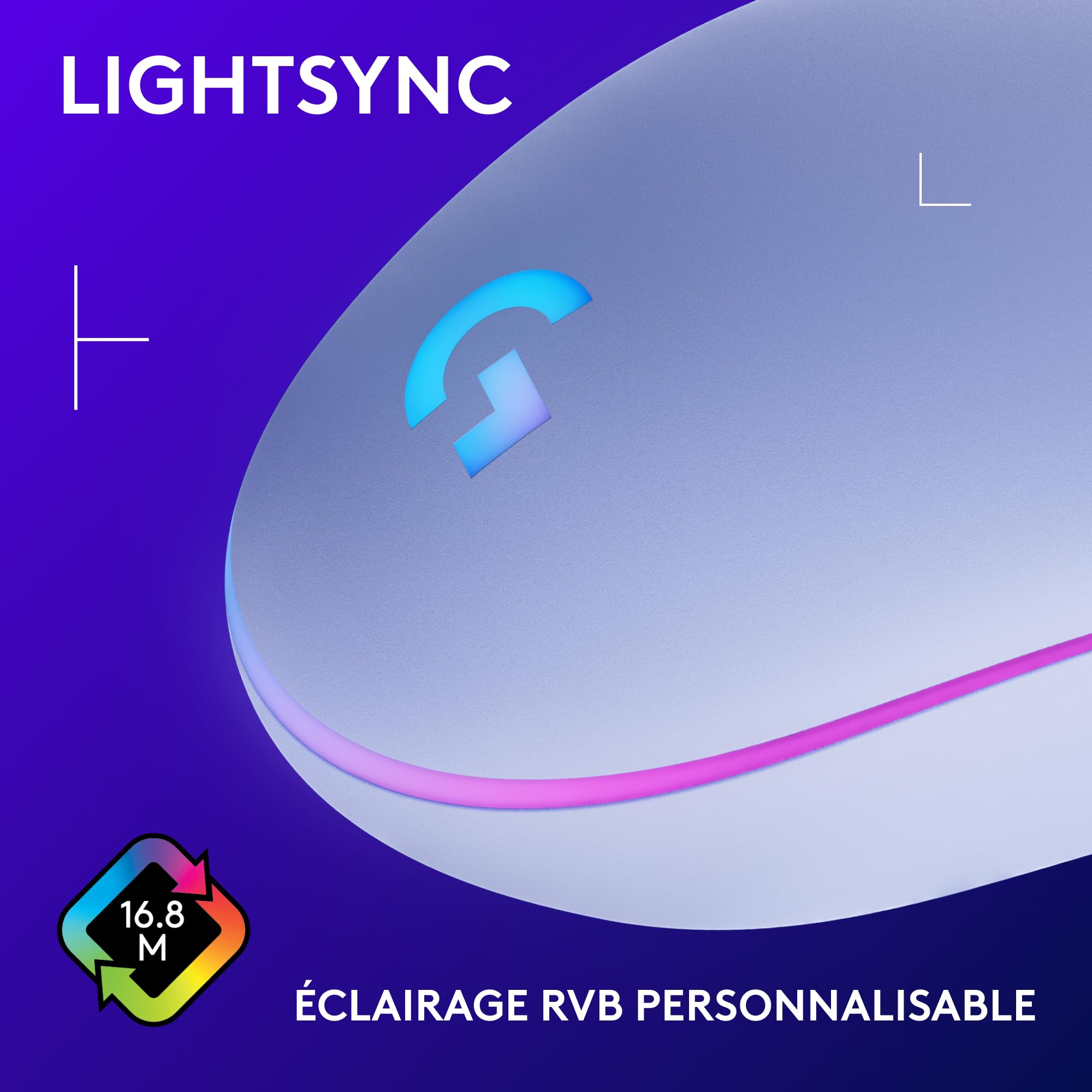 LOGITECH Gaming Mouse G203 LIGHTSYNC Mouse optical 6 buttons wired USB lilac for Komplett Epic Gaming PC a125