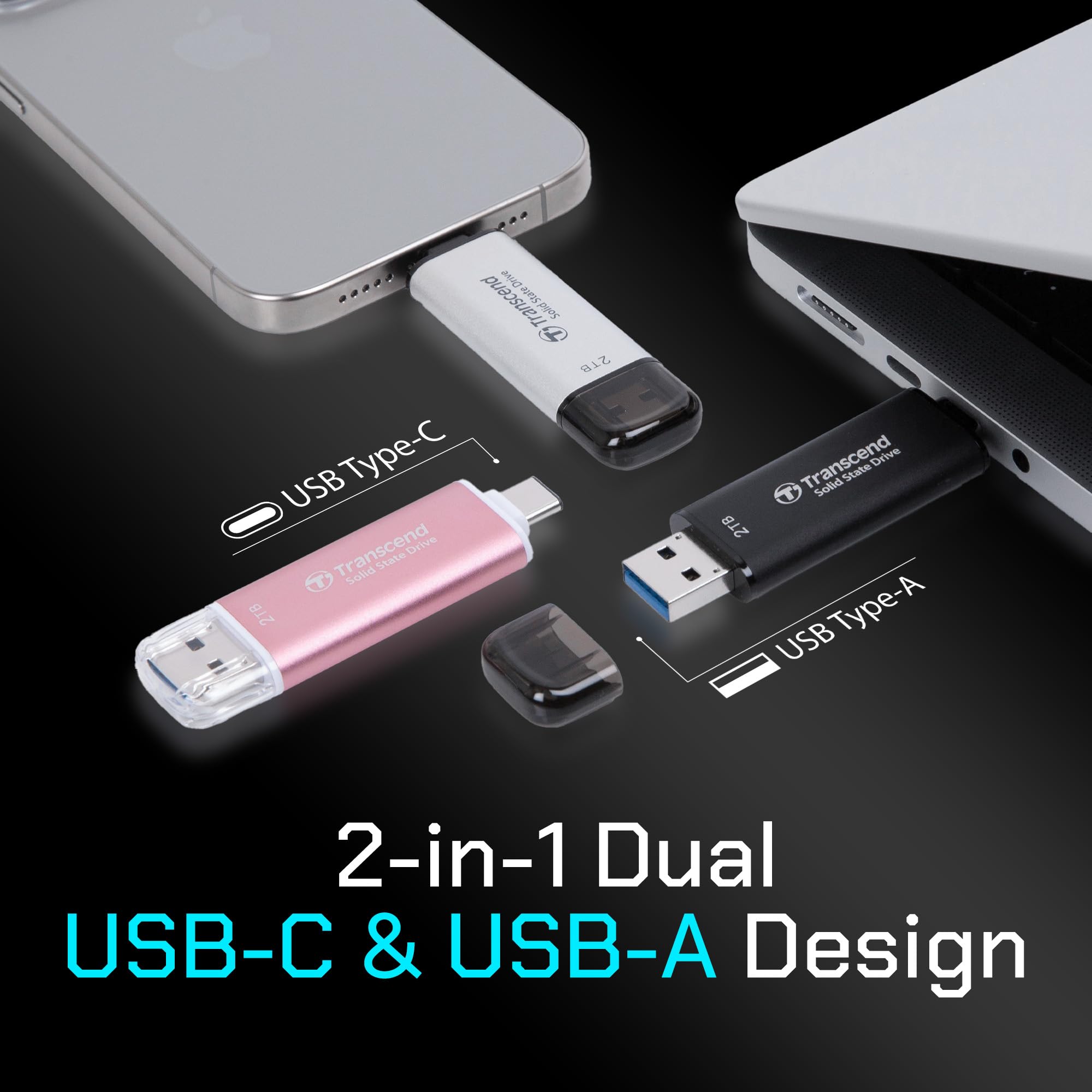 TRANSCEND ESD310C 1To External SSD USB 10Gbps Type C/A