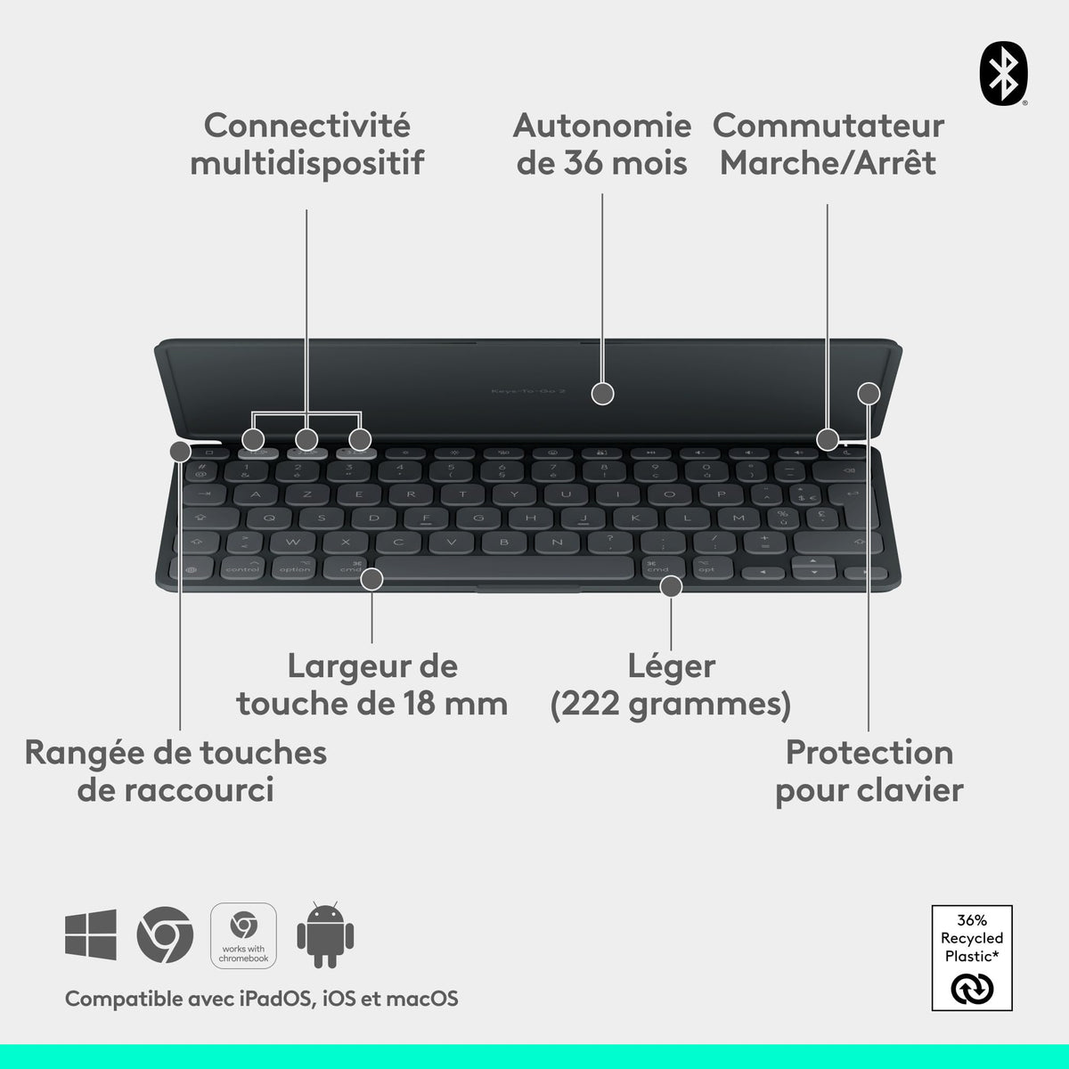 LOGITECH Keys-To-Go 2 - Graphite (FR)