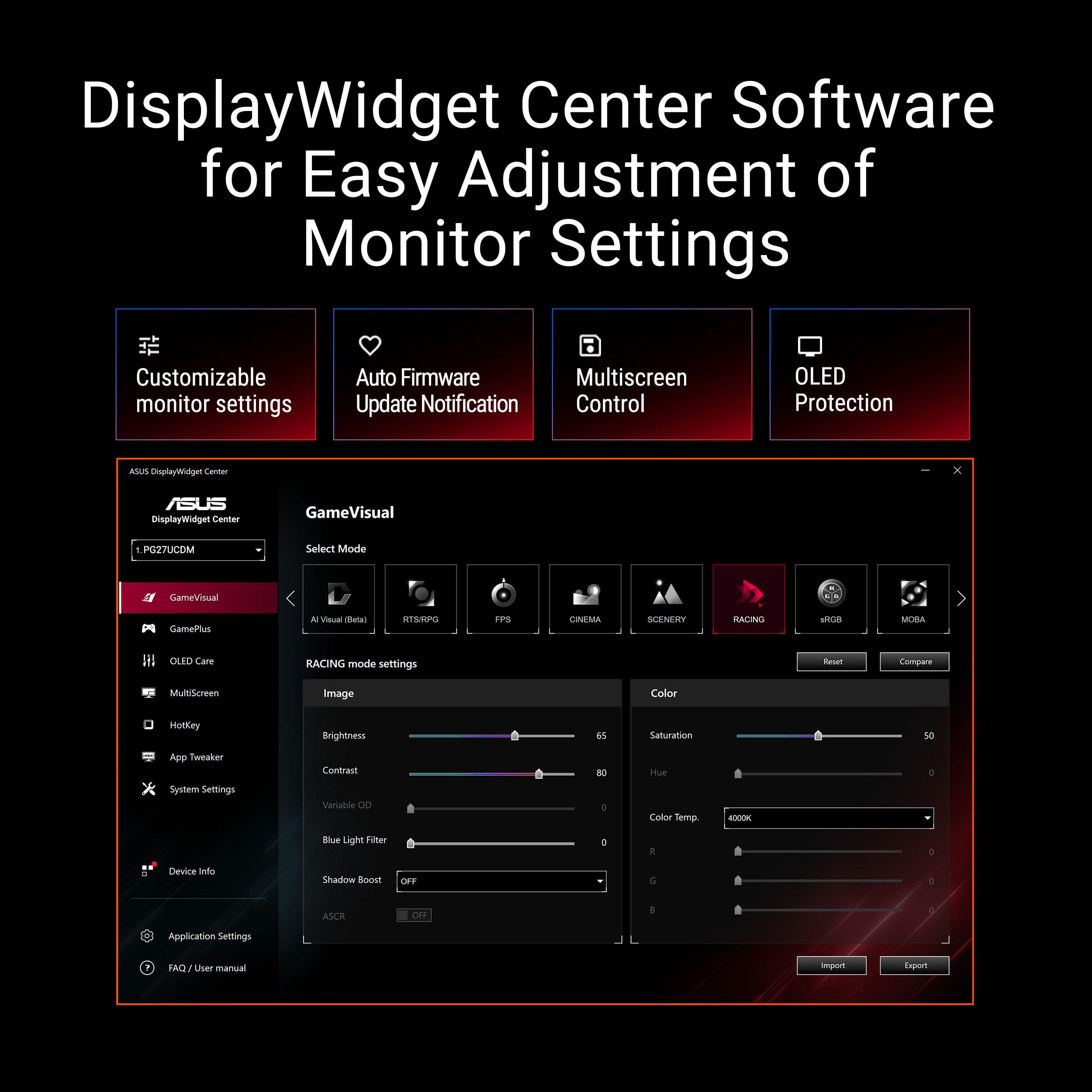 "ASUS ROG Swift OLED PG27UCDM écran plat de PC 67,3 cm (26.5"") 3840 x 2160 pixels 4K Ultra HD QD-OLED Noir"