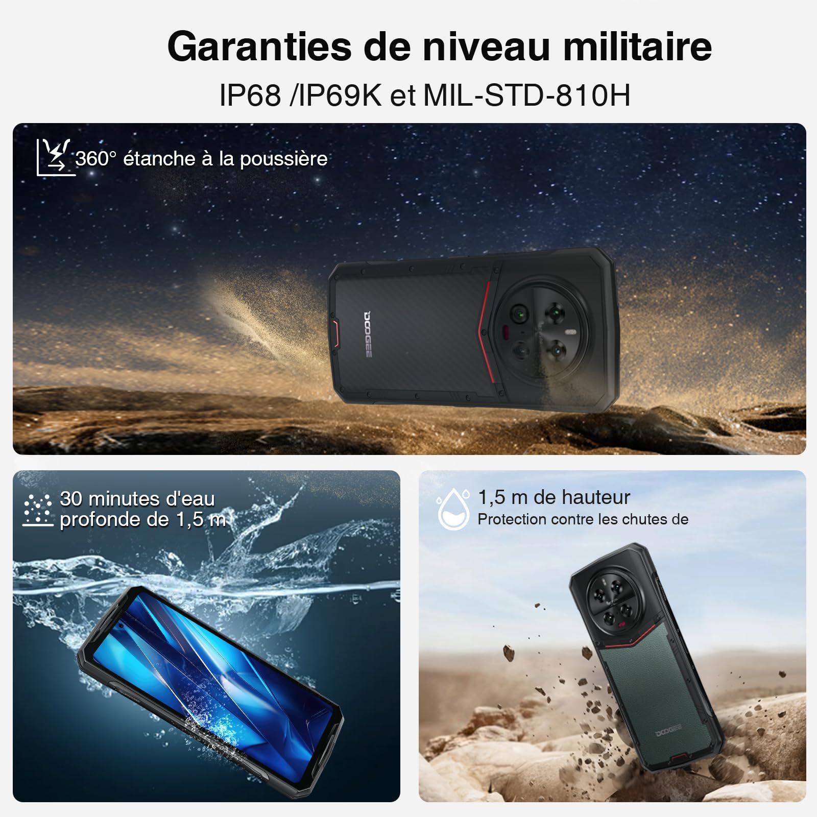 Doogee DK10 (Double Sim - 5G - NFC - 6.67'' - 512 Go, 12 Go RAM) Noir