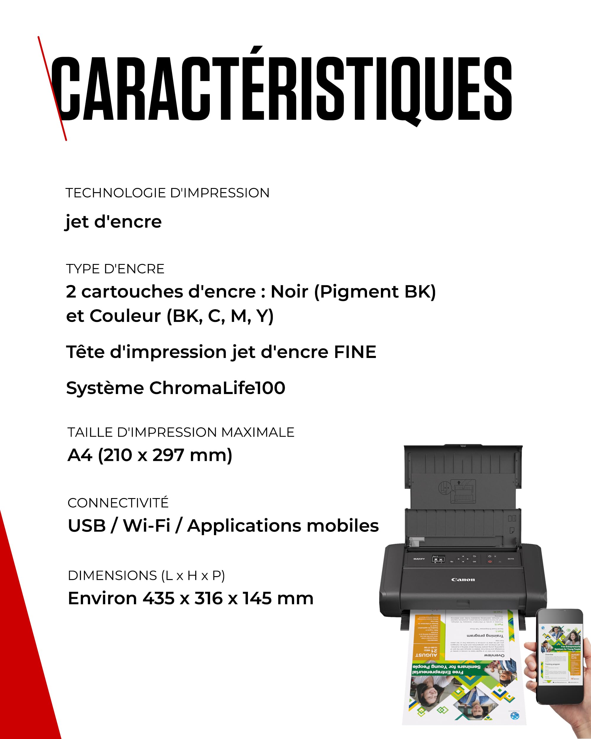 CANON MAXIFY BX110 Printer colour inkjet A4 4800x1200dpi 9ipm mono 5.5 min/page colour 50sheets USB-C Wi-Fi