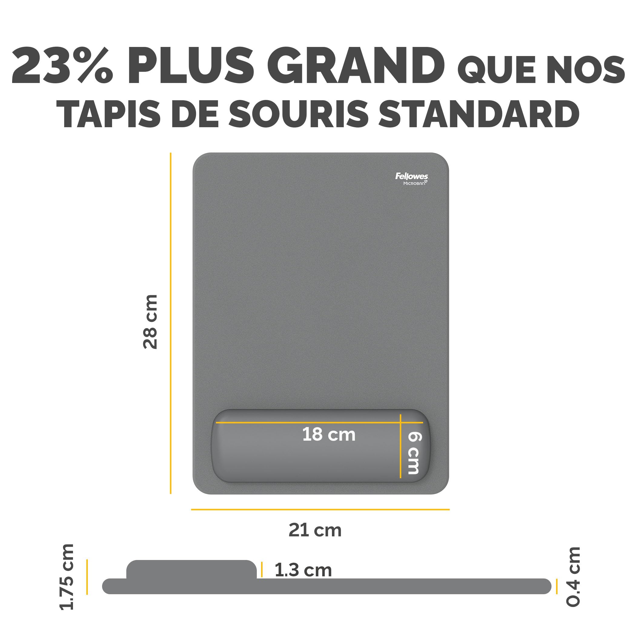 FELLOWES Tapis souris repose-poignets XL Breyta Gris