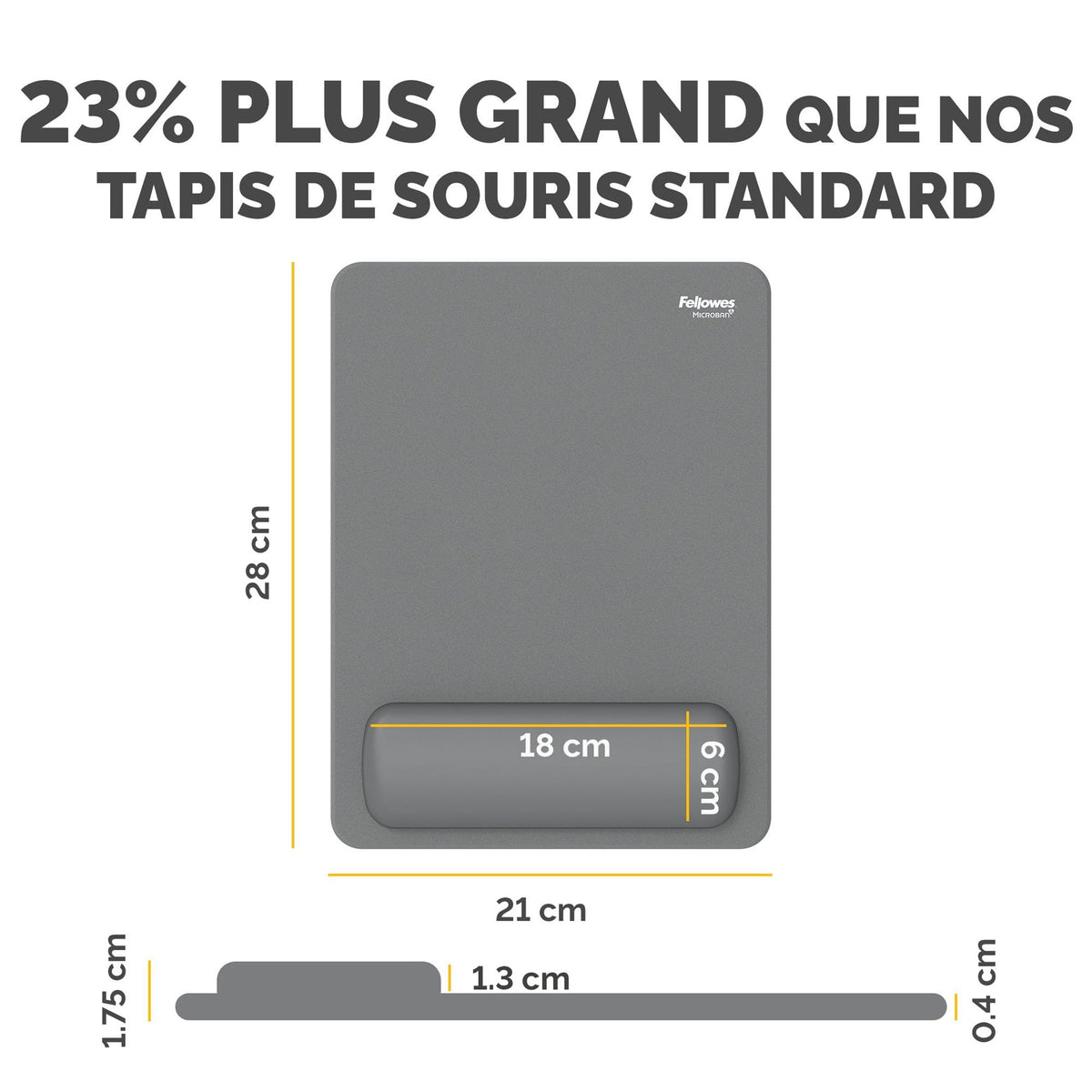 FELLOWES Tapis souris repose-poignets XL Breyta Gris