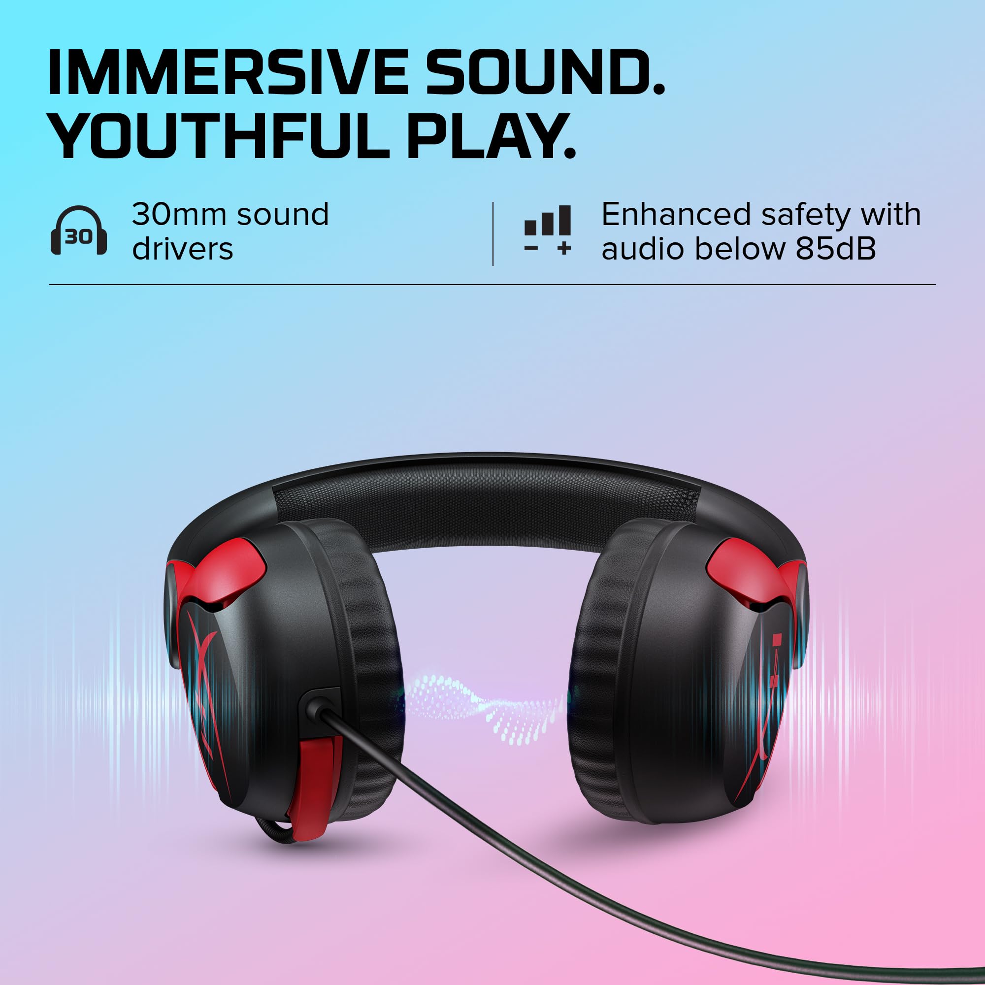 Casque filaire HyperX Cloud Mini avec microphone, minijack 3,5 mm, noir-rouge